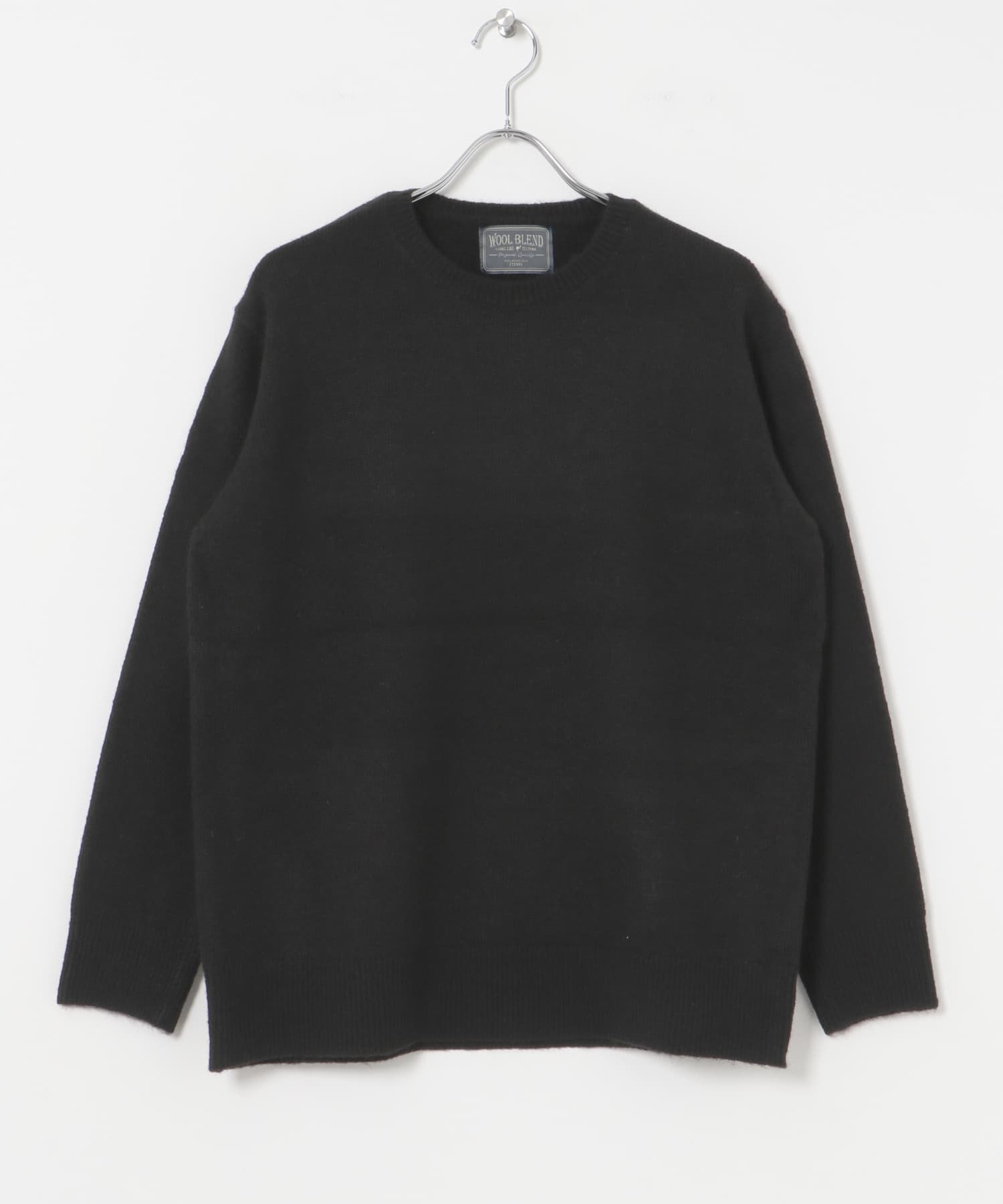 ウール混 クルーネック ニット BLK M