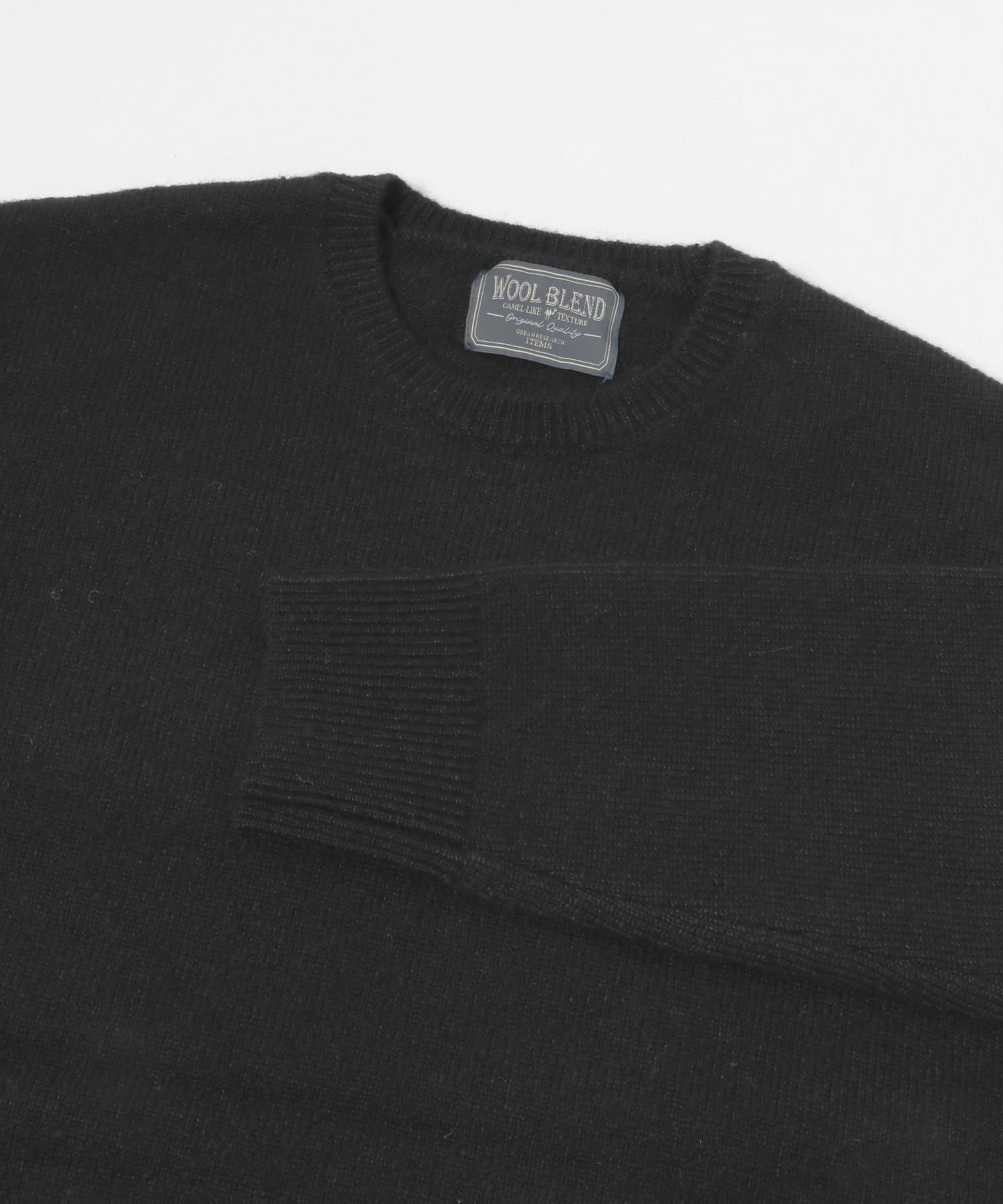 ウール混 クルーネック ニット BLK M