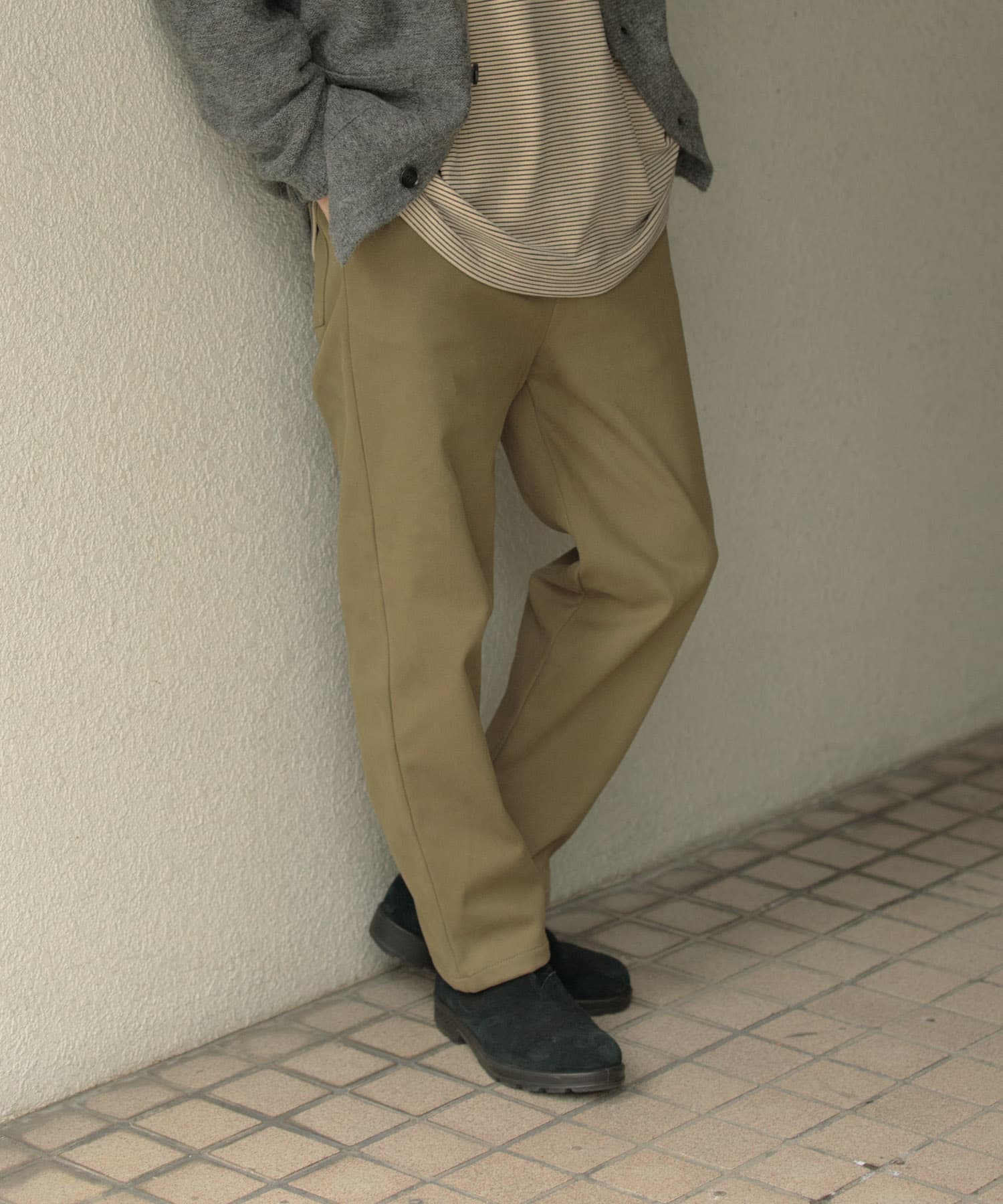 裏フリース リラックスチノパンツ