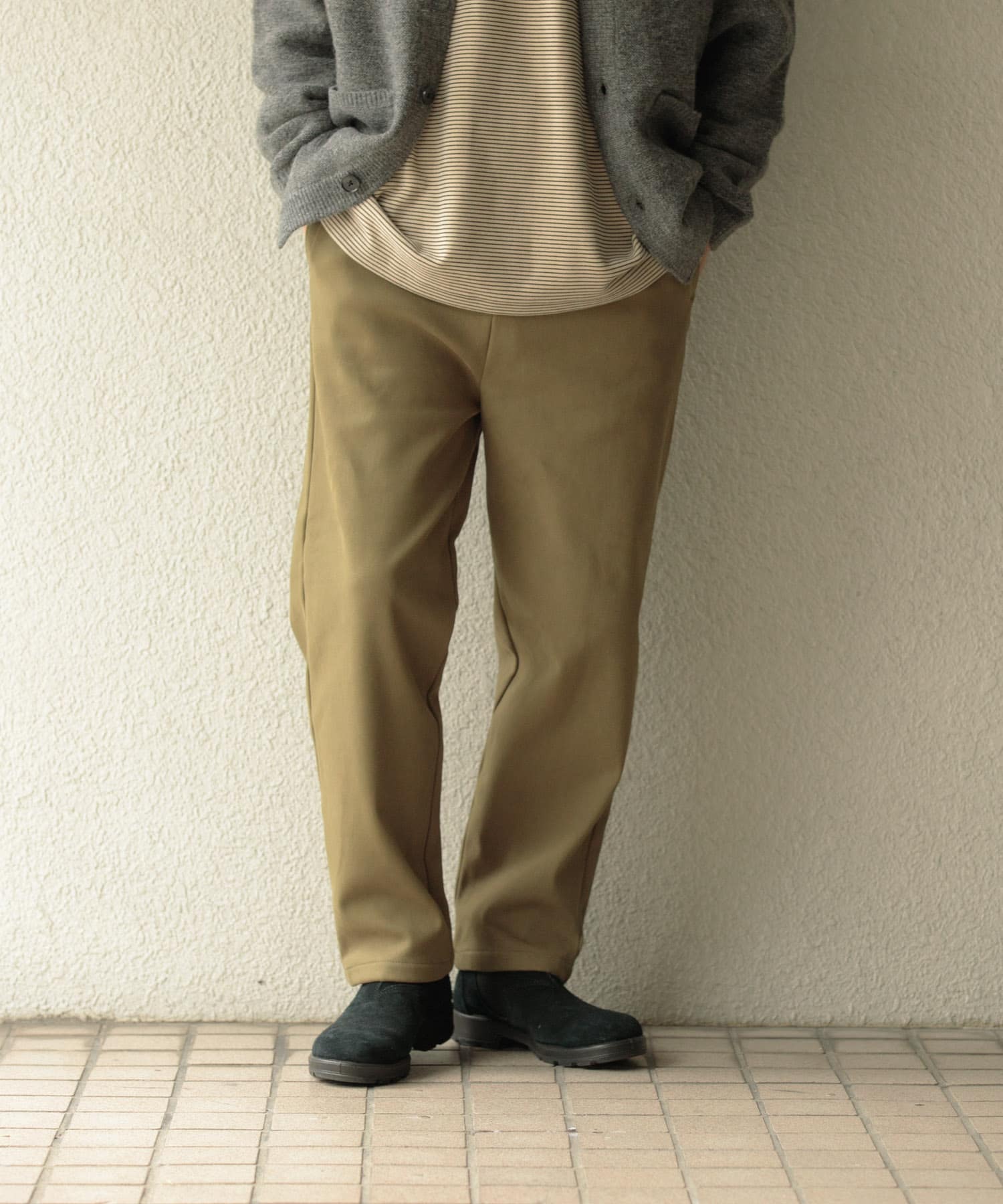 裏フリース リラックスチノパンツ OLV L