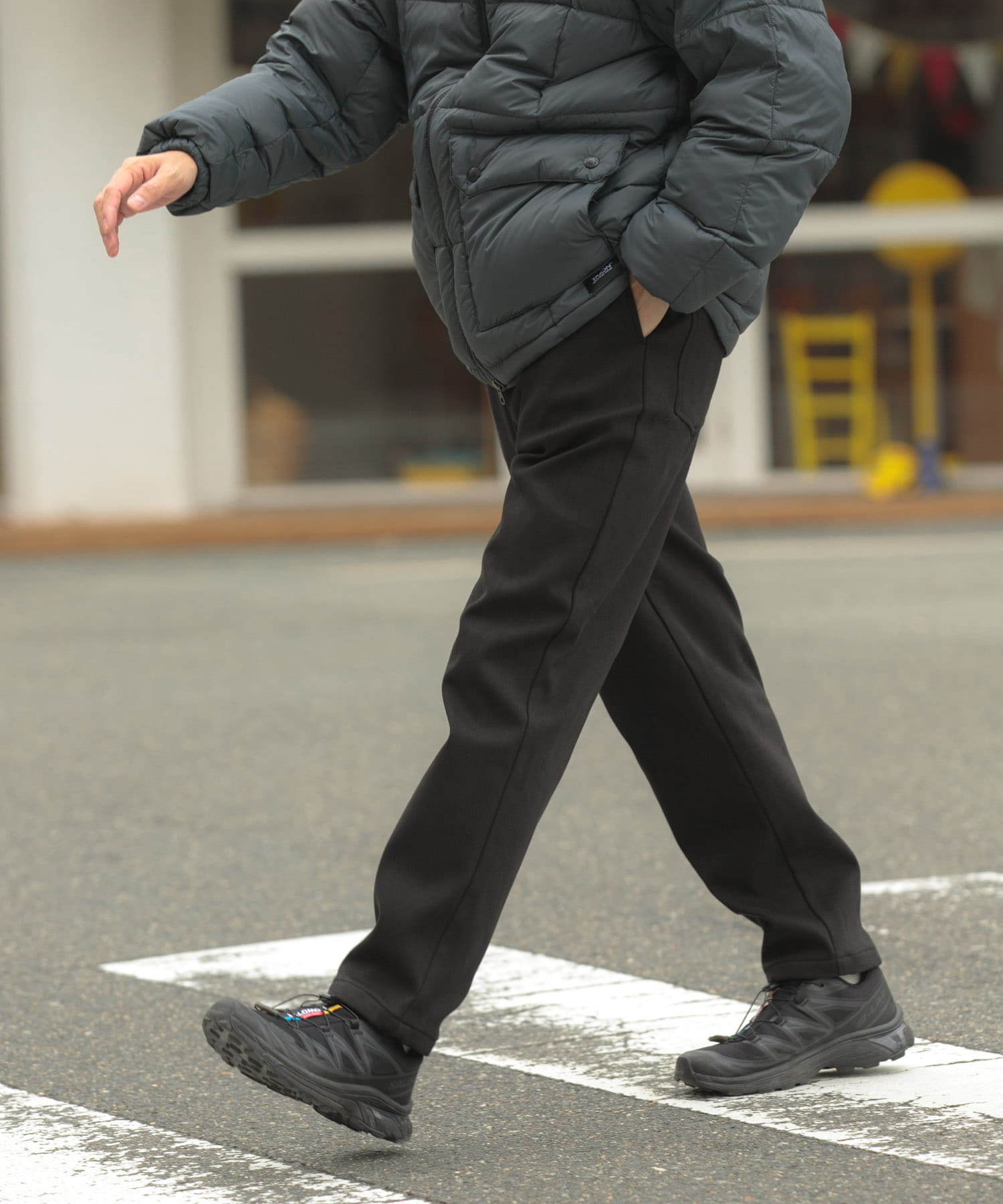 裏フリース リラックスチノパンツ