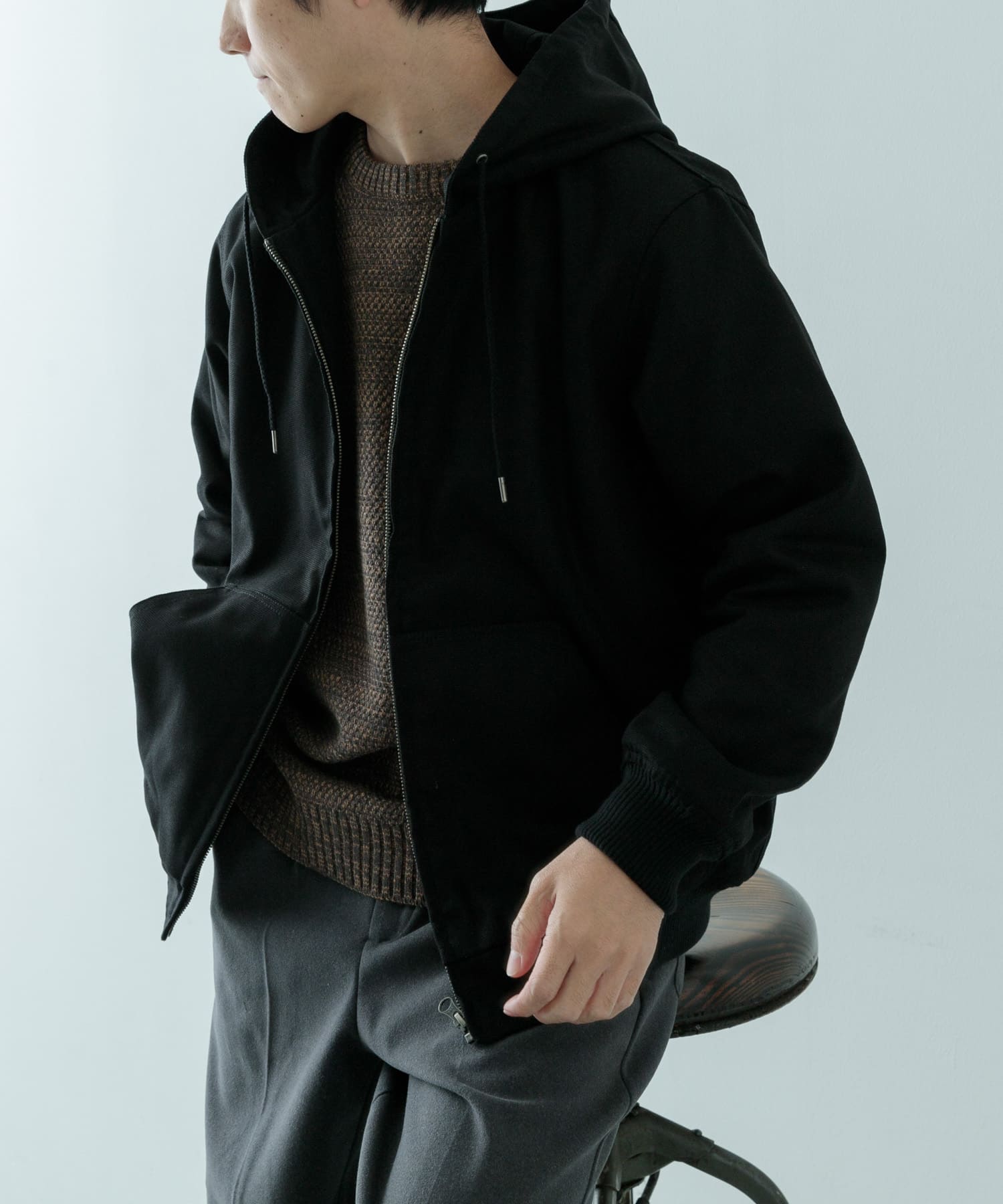 ZIP UP フーディー ダック ジャケット(M BLK): アウター｜URBAN