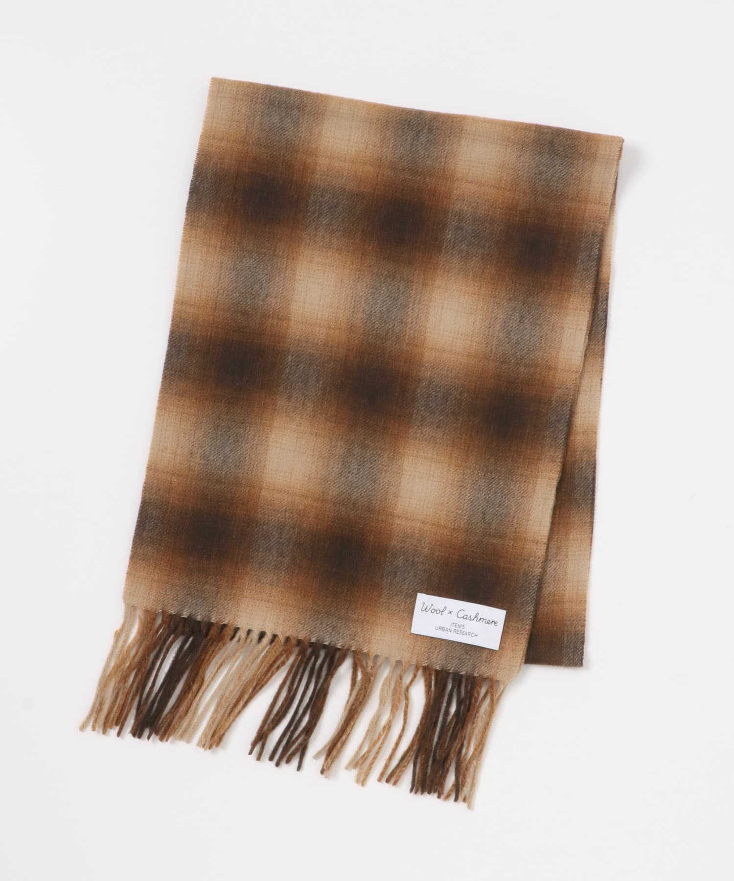 ウール×カシミヤ マフラー BRN CHK -