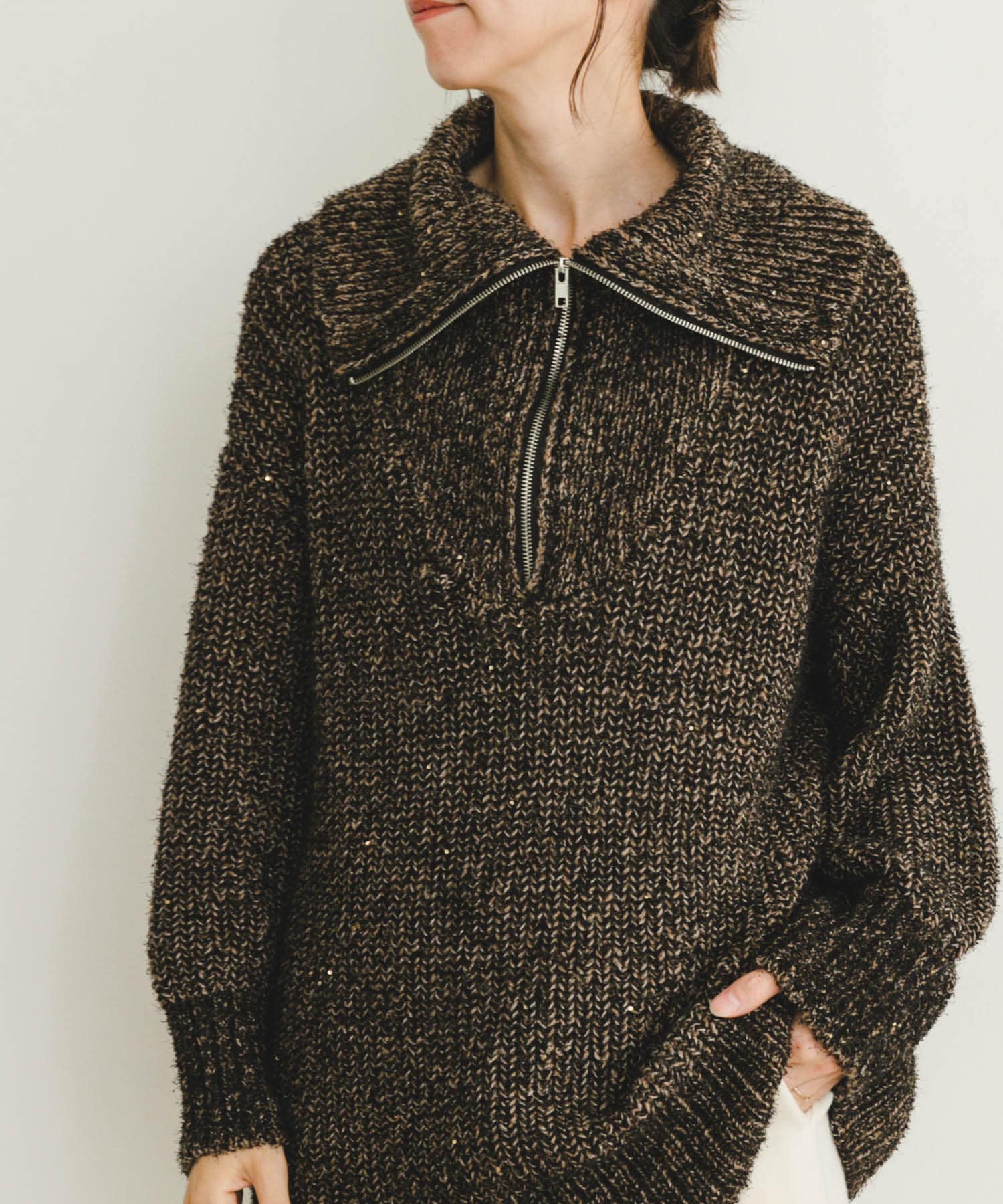 トップス Rare 00s Japanese label Feather NeckKnit 7G WOOL-BLEND INTARSIA CROW-PATTERN HIGH NECK KNIT(M Black): S'YTE