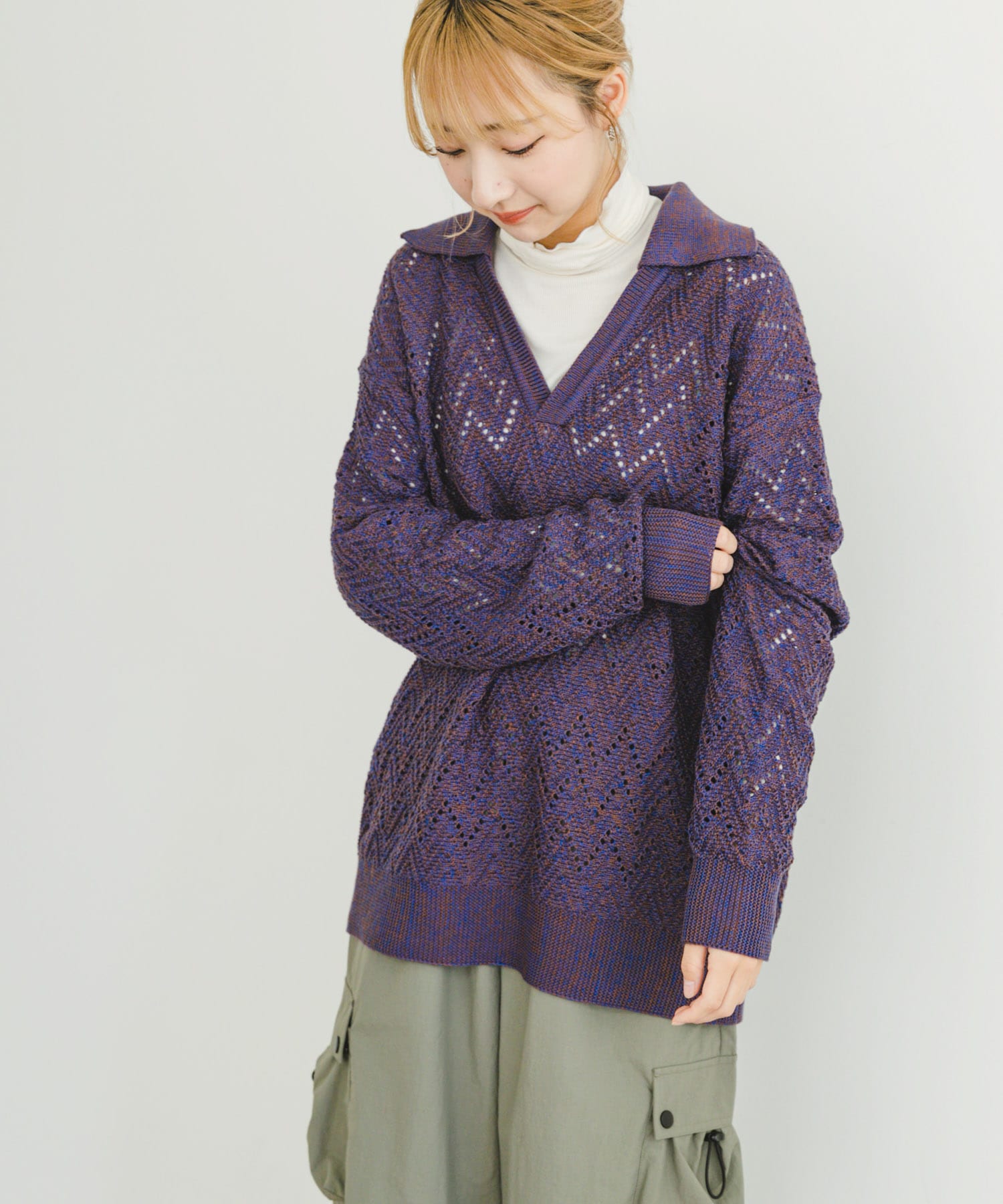 スキッパーニットプルオーバー