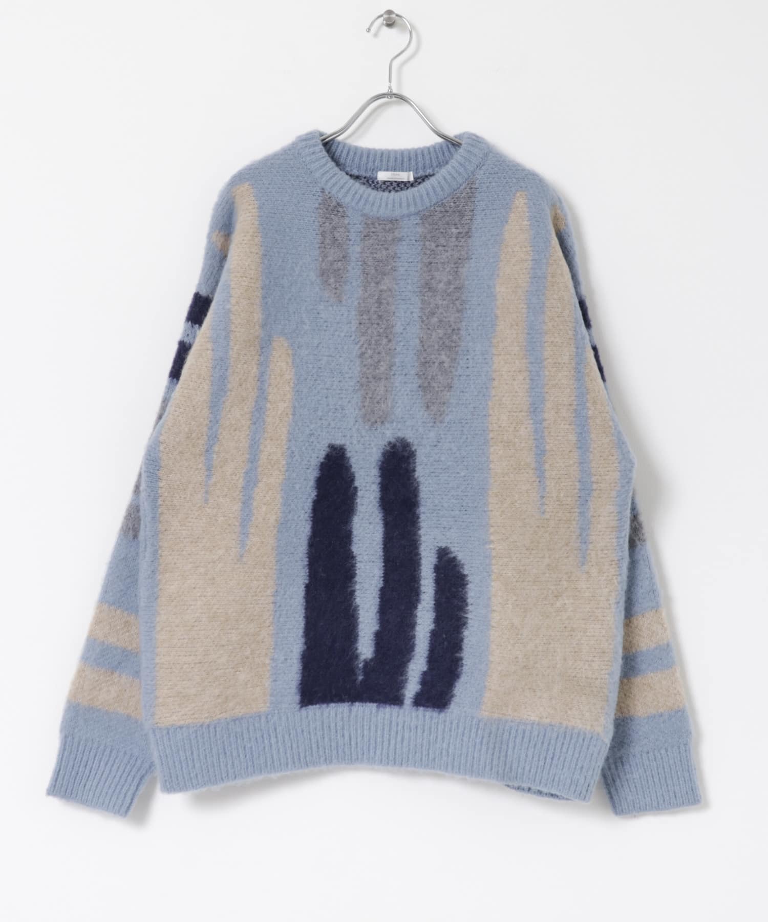 シャギーモチーフビッグニット BLU FREE