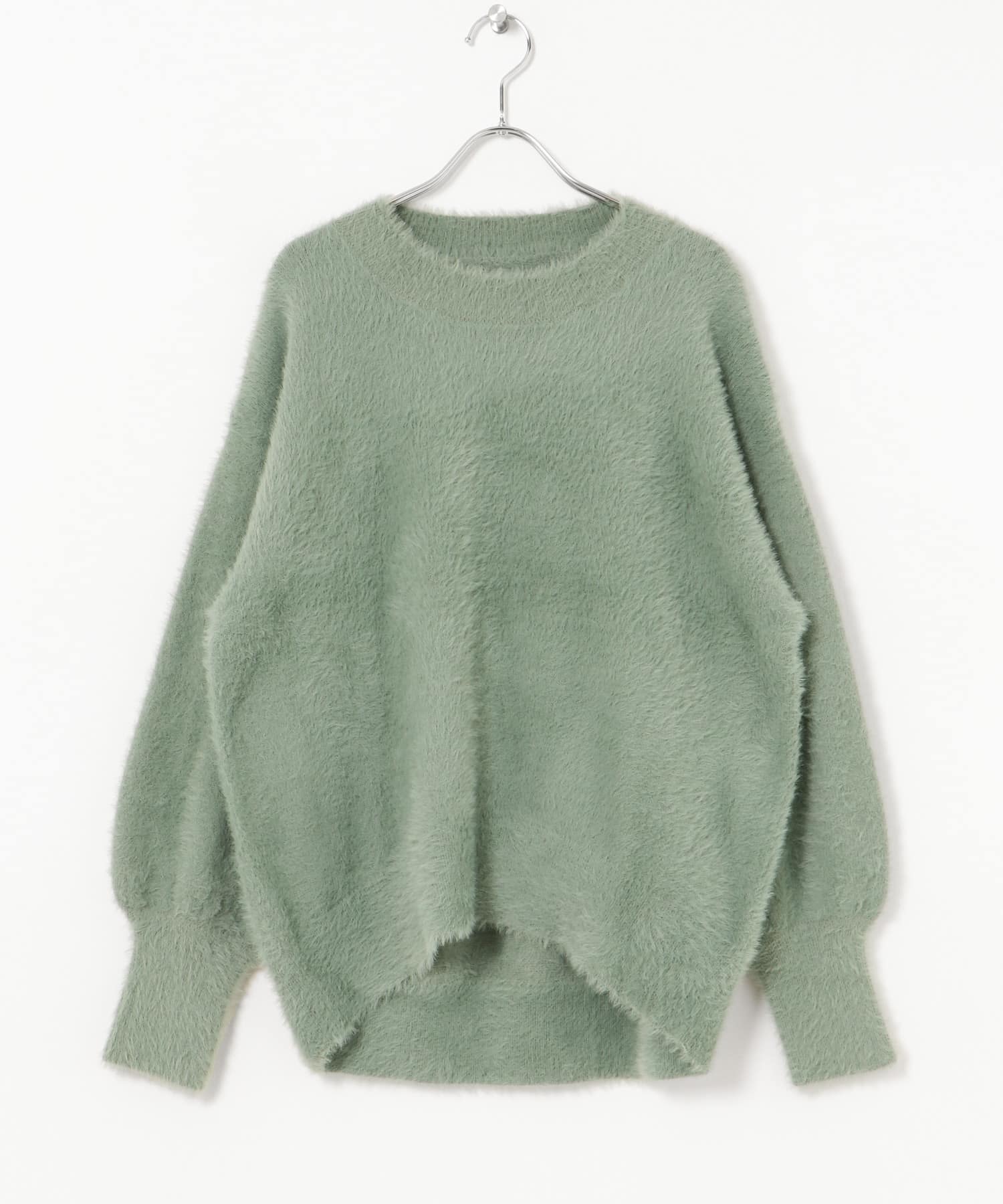 シャギークルーネックニット L.GRN FREE