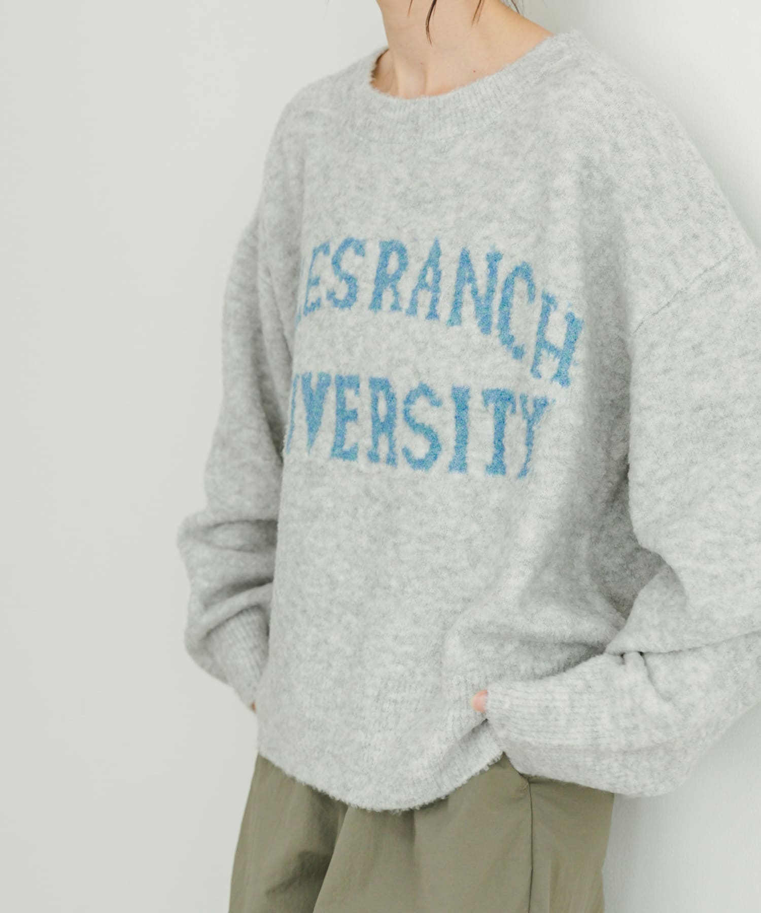 ブークレビッグロゴニット L.GRAY FREE