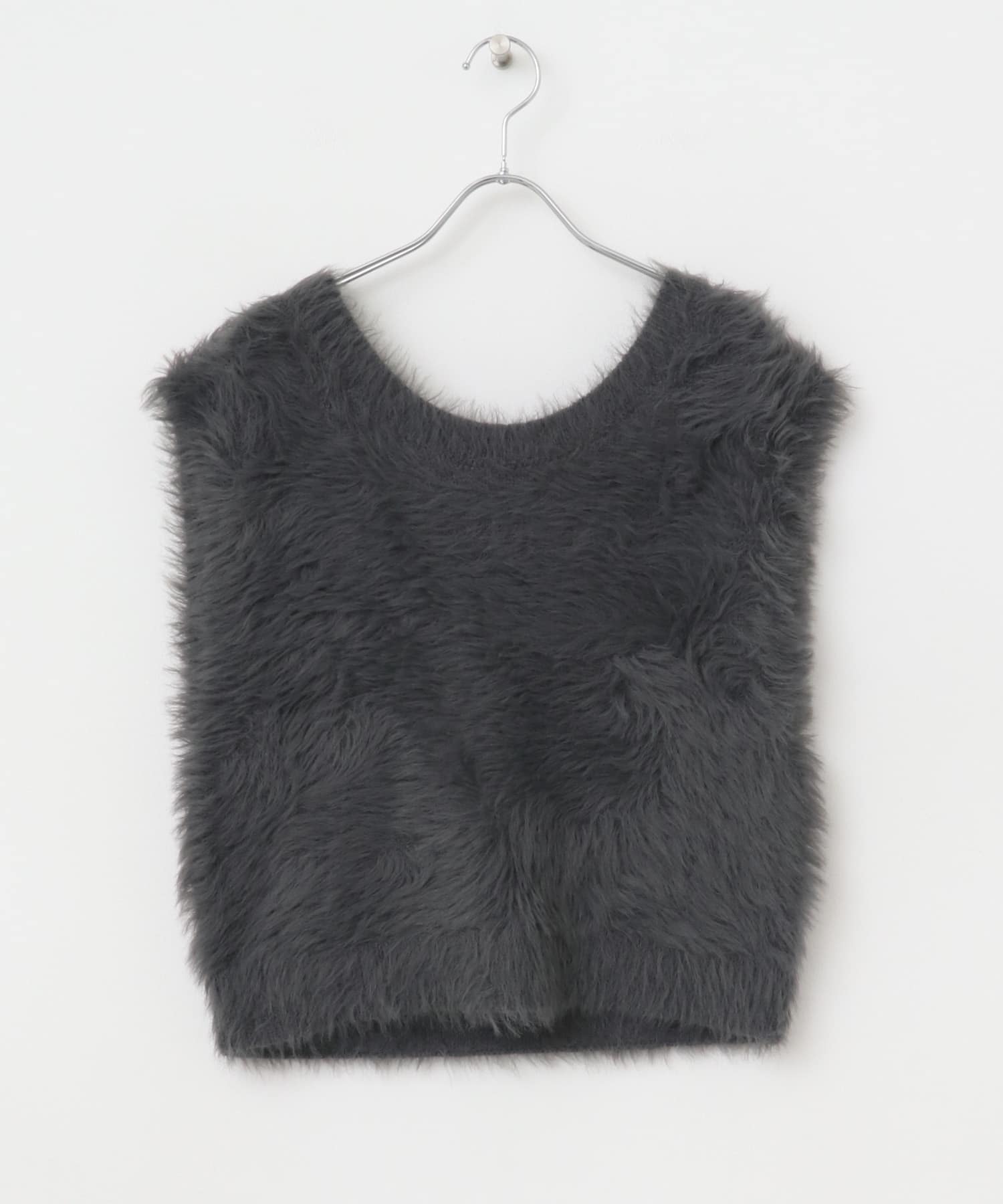 シャギーショートニットベスト GRY FREE