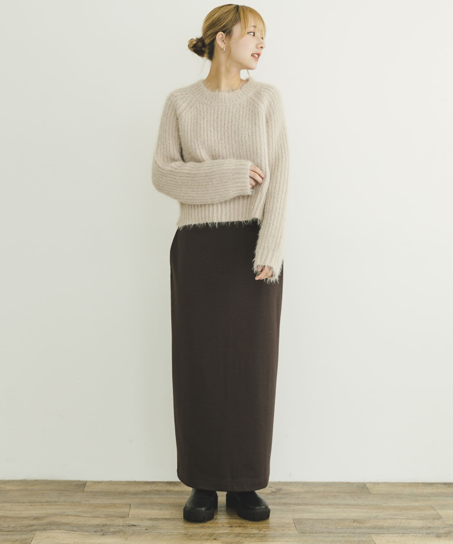 裏起毛ポンチスカート BRN FREE