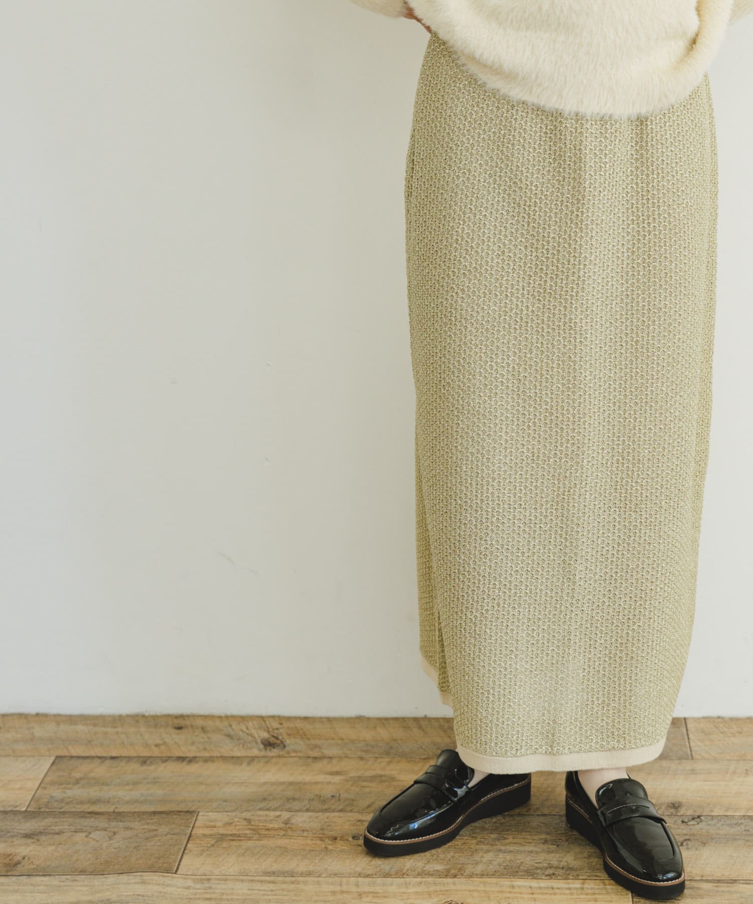 ラメメッシュニットスカート