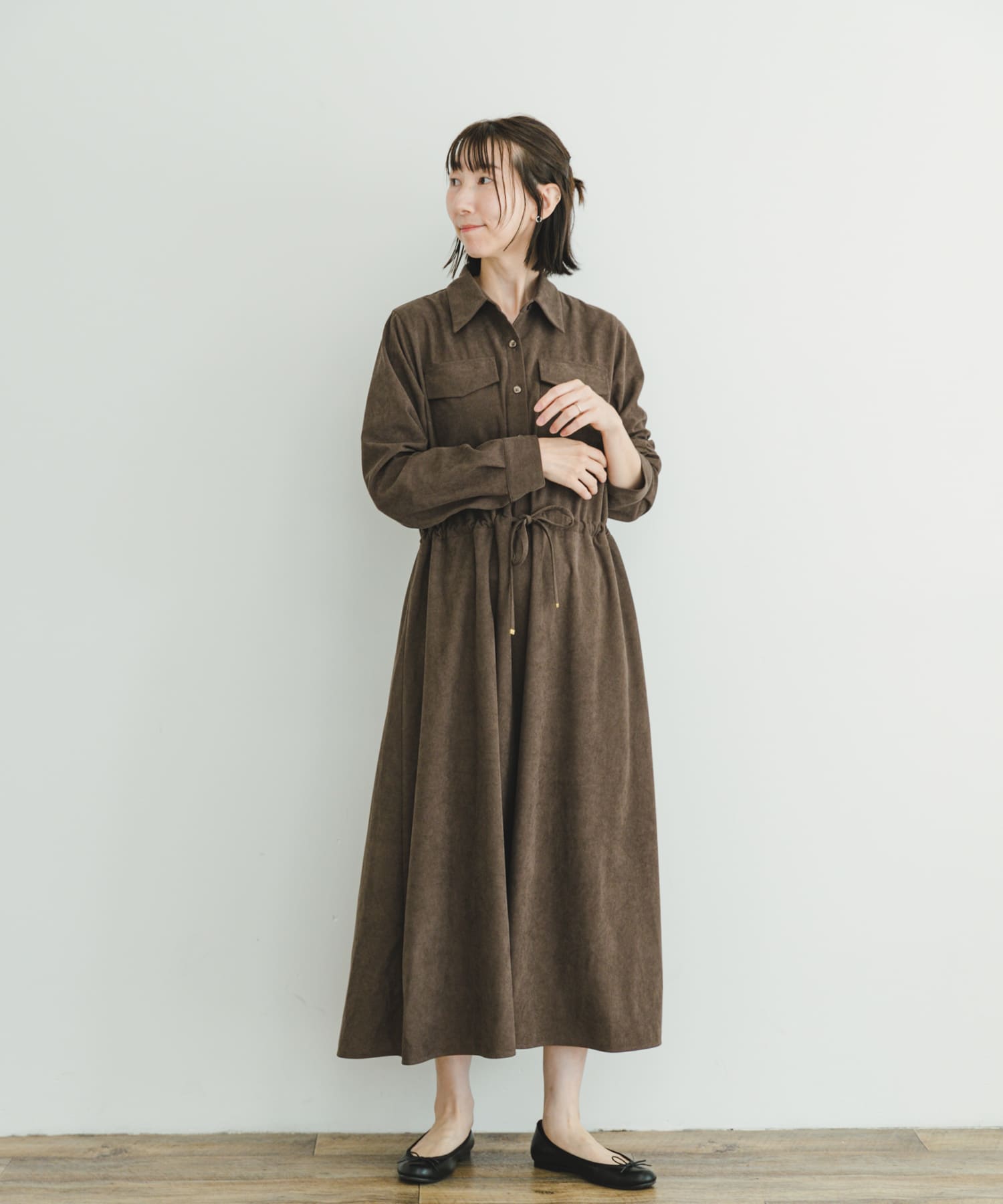 ピケロングシャツワンピース