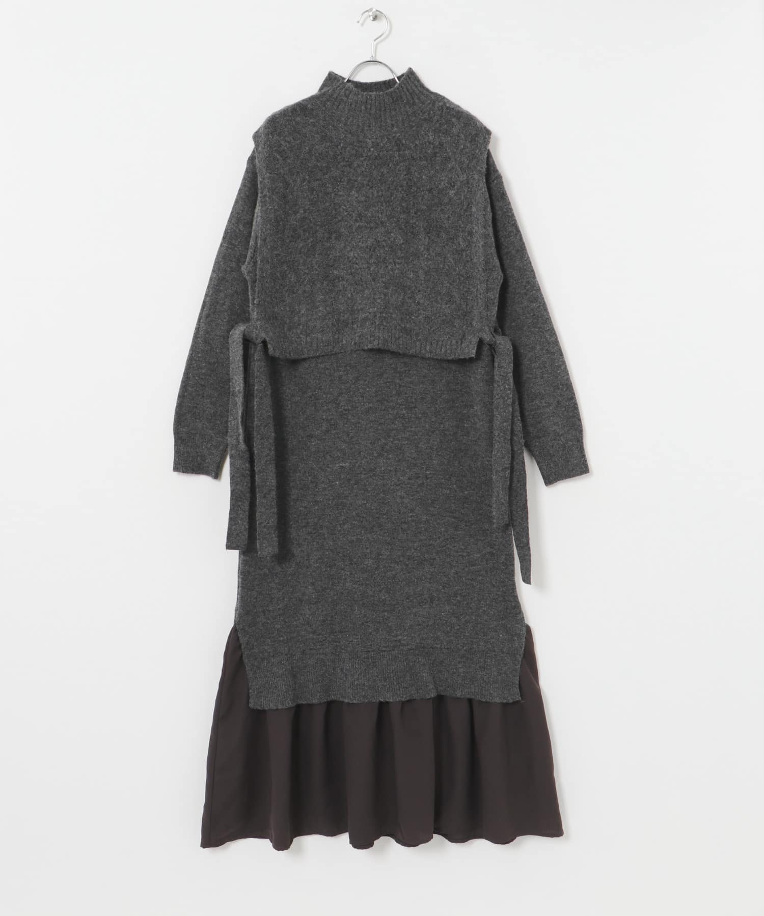 ニットベストセットワンピース GRY FREE