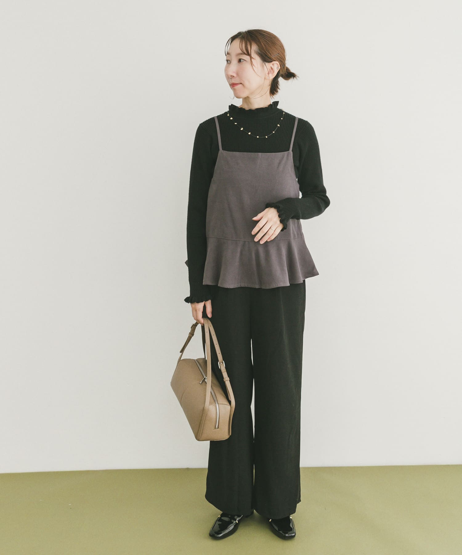 ペプラムキャミオールインワン