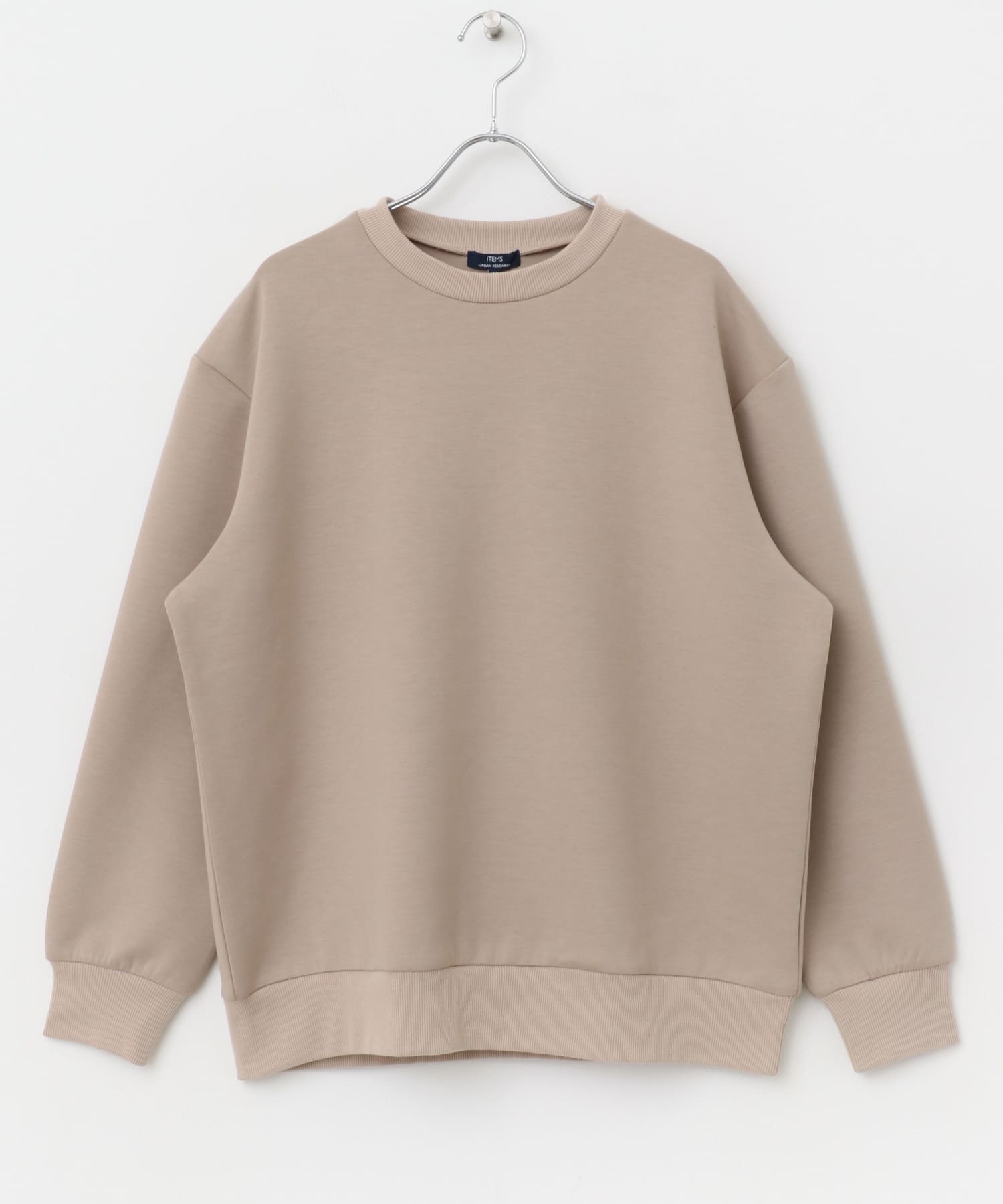 ストレッチダンボール クルーネックプルオーバー BEG M