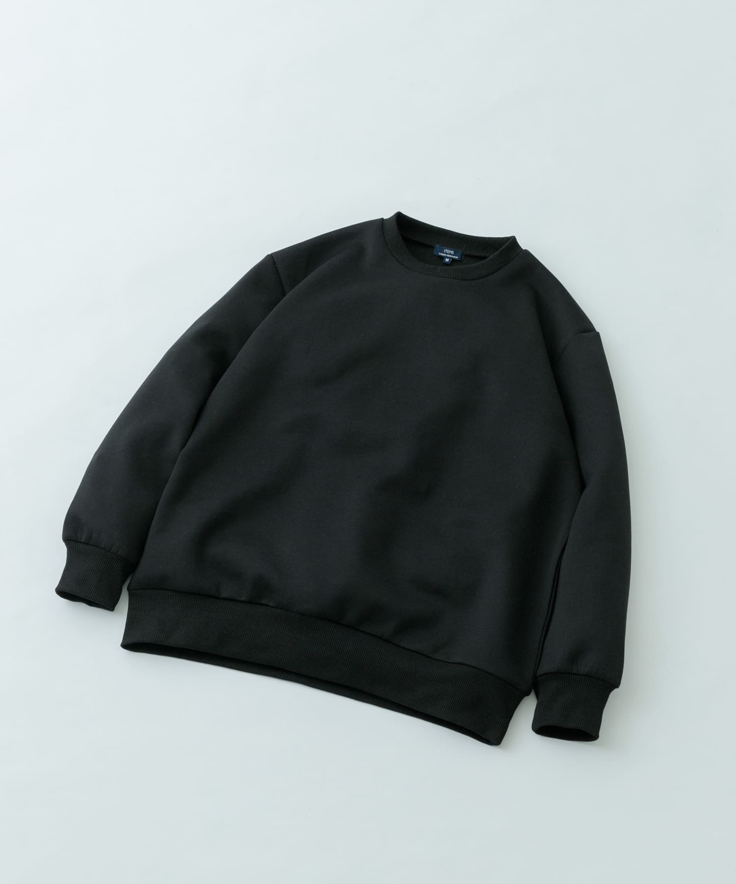 ストレッチダンボール クルーネックプルオーバー BLK M