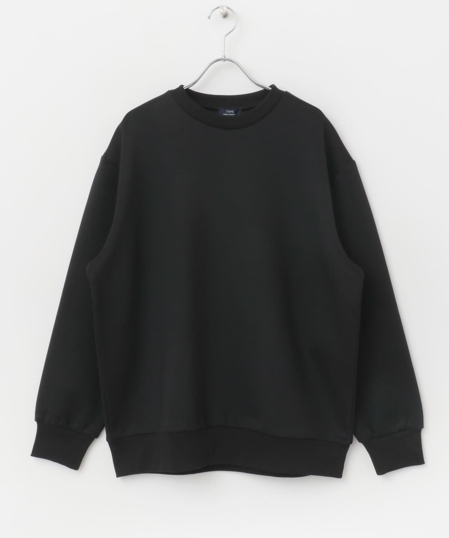 ストレッチダンボール クルーネックプルオーバー BLK M