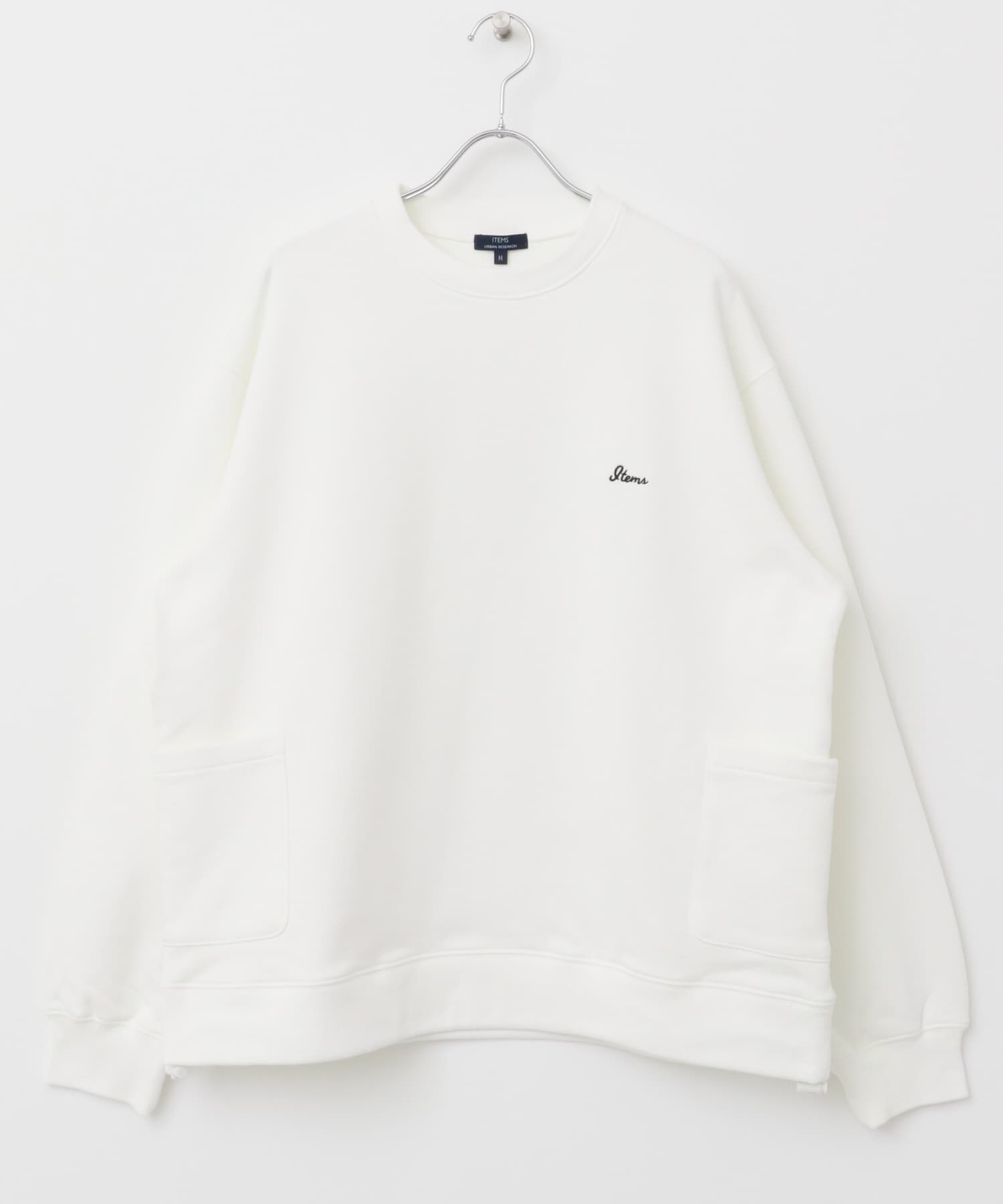 サイドポケット スウェットプルオーバー WHT M