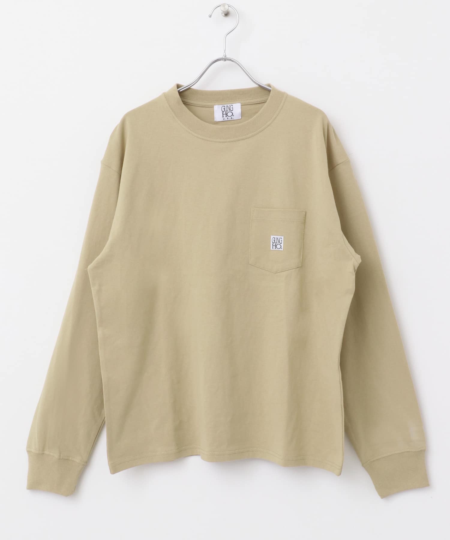 『別注』GUNGHO×ITEMS　ポケットロングTシャツ BEG M