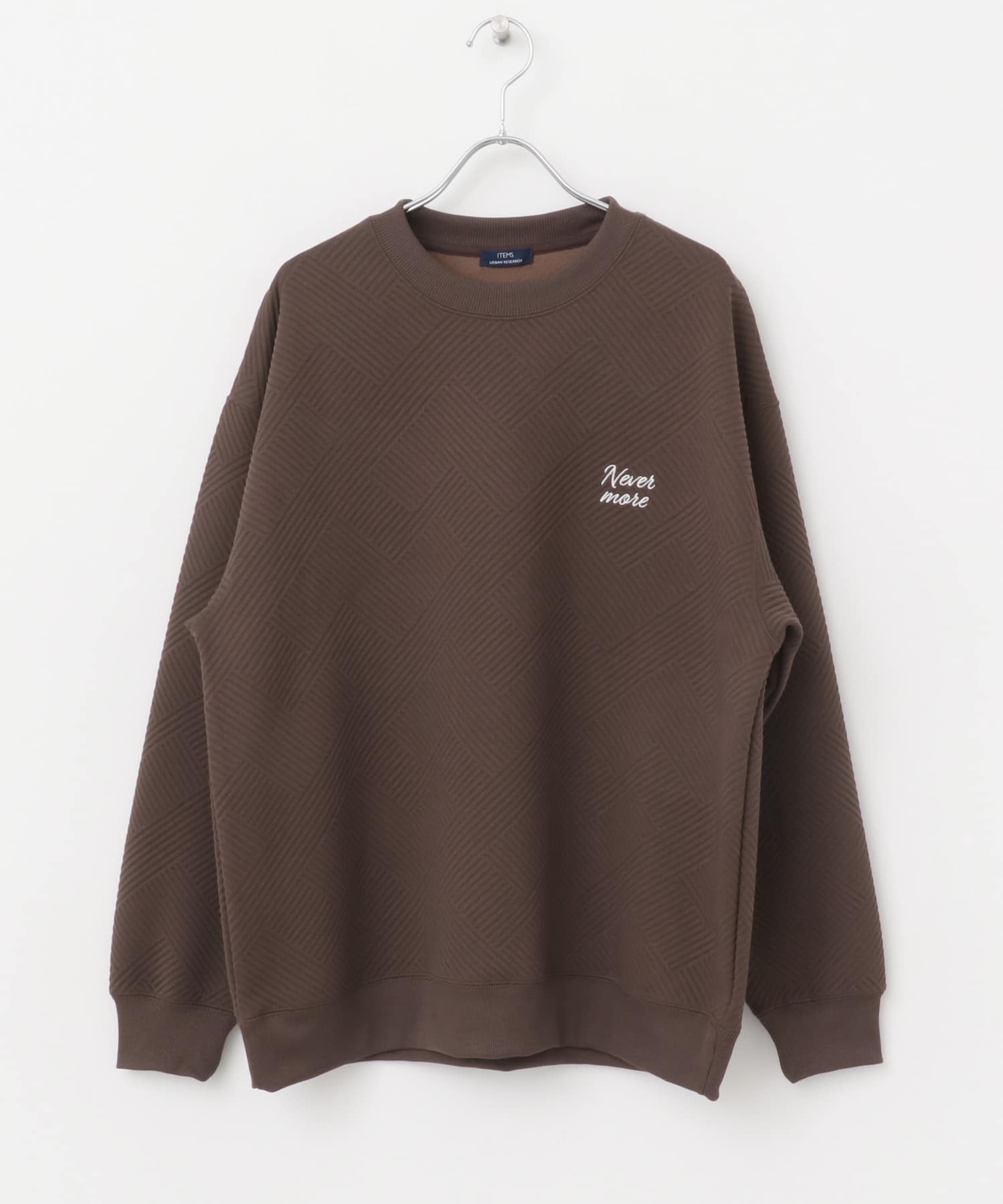 『XLサイズあり』刺繍ジャカードロングスリーブカットソー BRN M