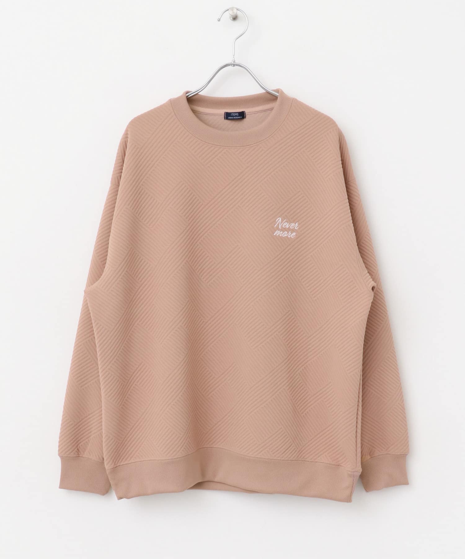『XLサイズあり』刺繍ジャカードロングスリーブカットソー P.BEIGE M