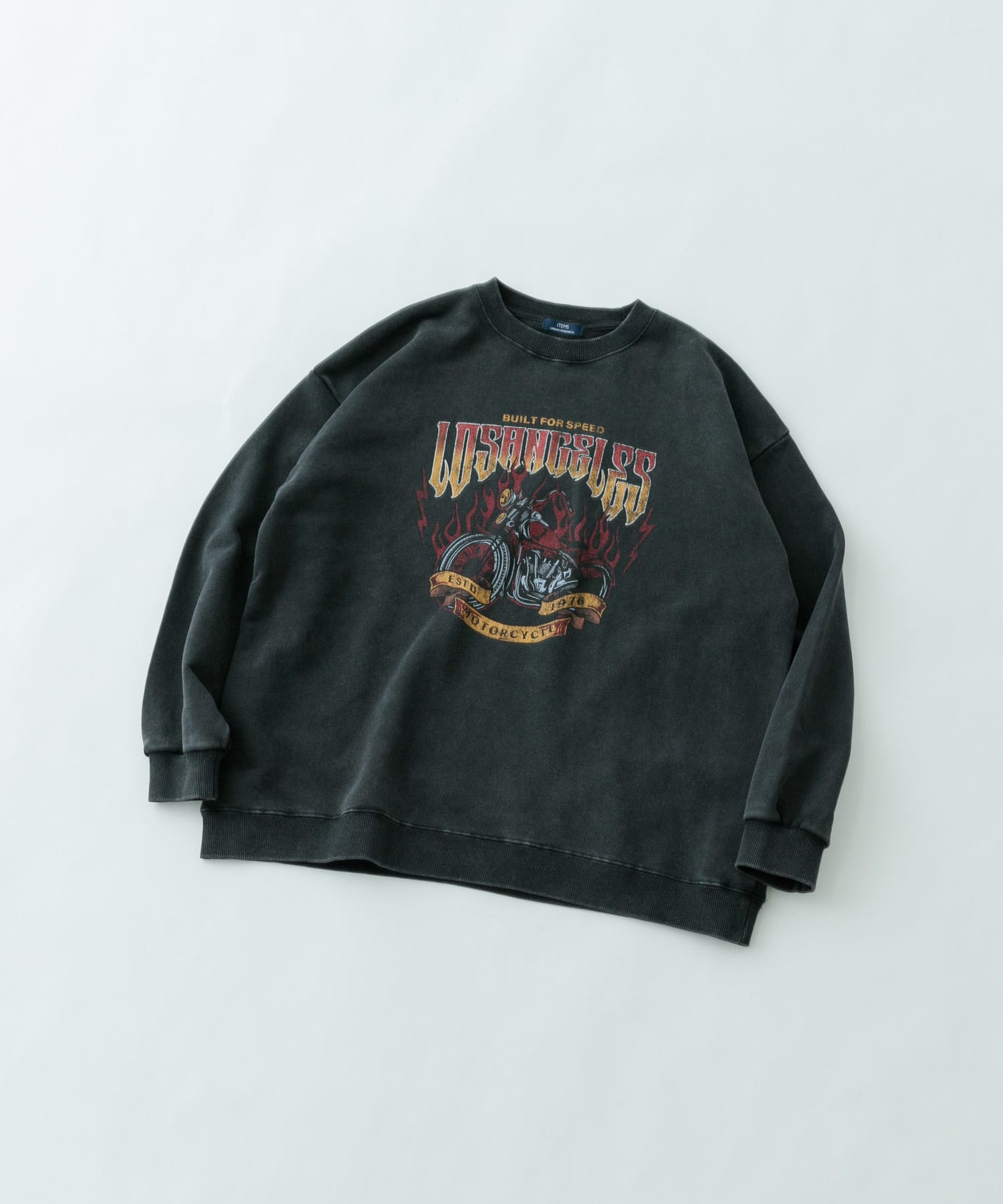 『XLサイズあり』パウダー加工 クルーネックスウェットプルオーバー