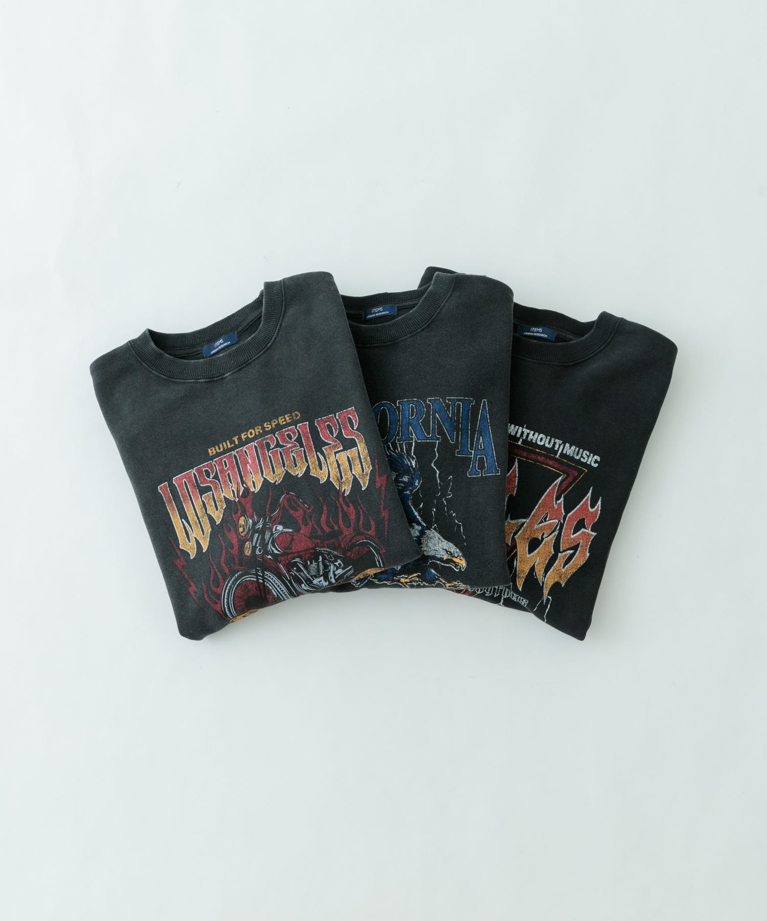 『XLサイズあり』パウダー加工 クルーネックスウェットプルオーバー MotorCycle L