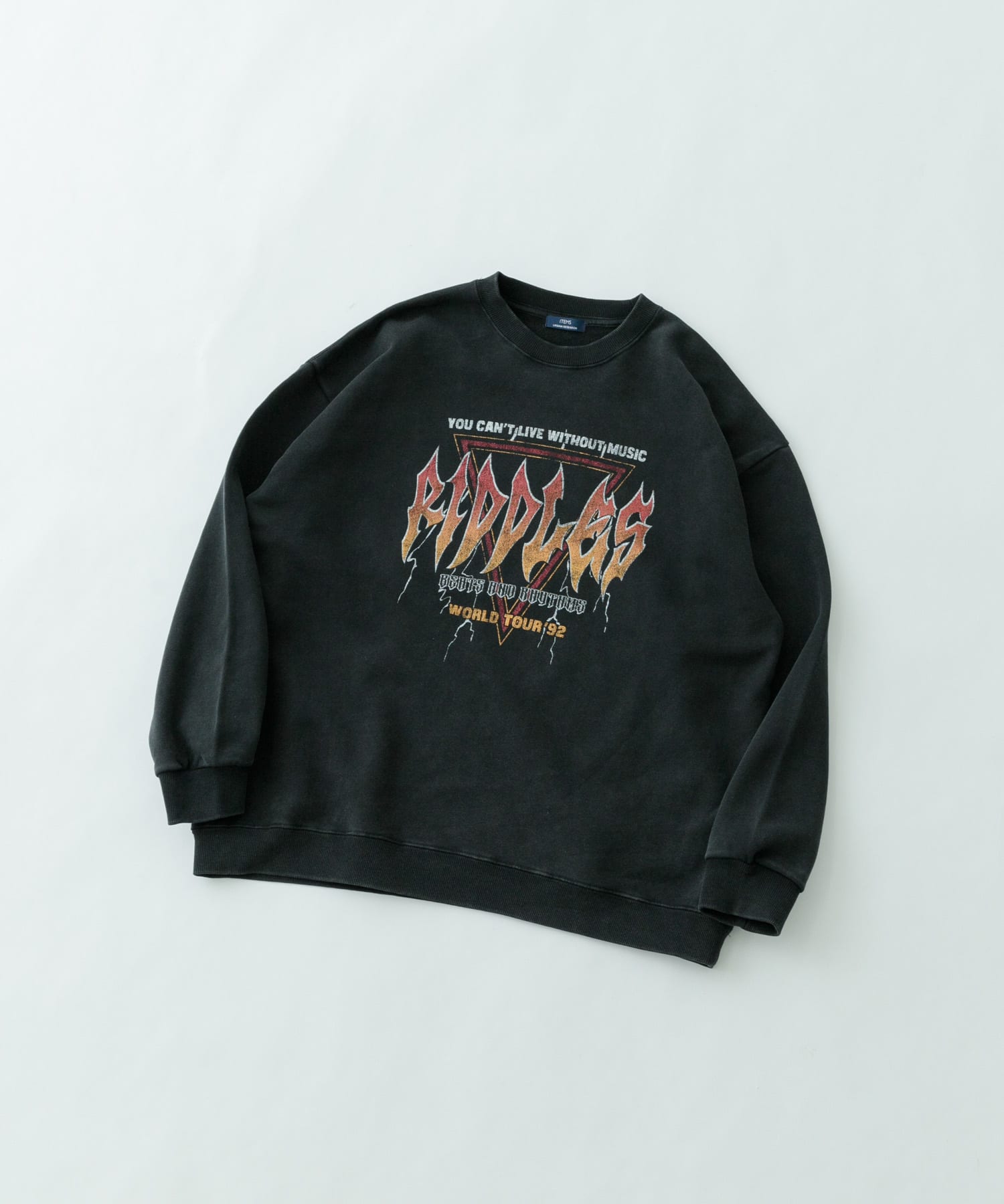 『XLサイズあり』パウダー加工 クルーネックスウェットプルオーバー Rock M