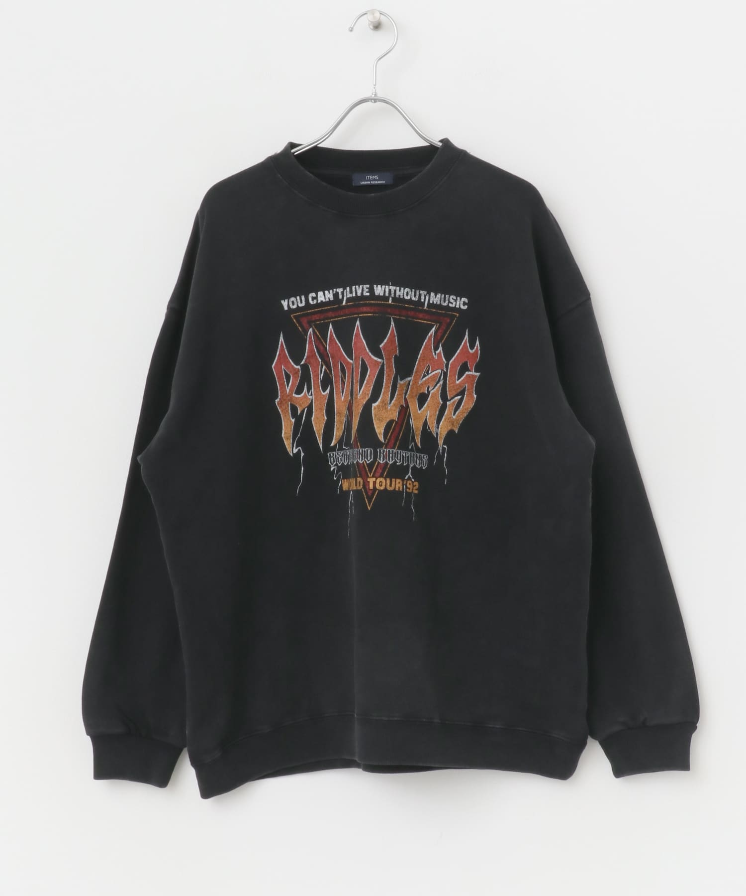 『XLサイズあり』パウダー加工 クルーネックスウェットプルオーバー Rock M