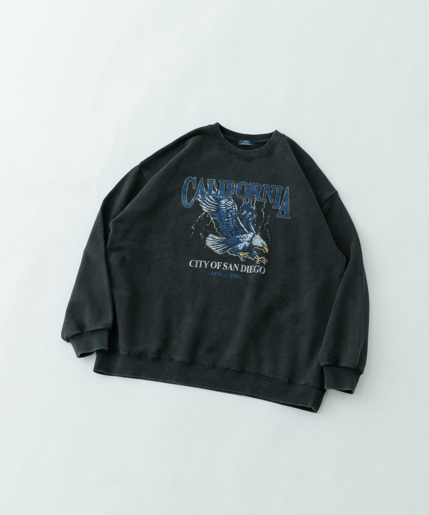 『XLサイズあり』パウダー加工 クルーネックスウェットプルオーバー