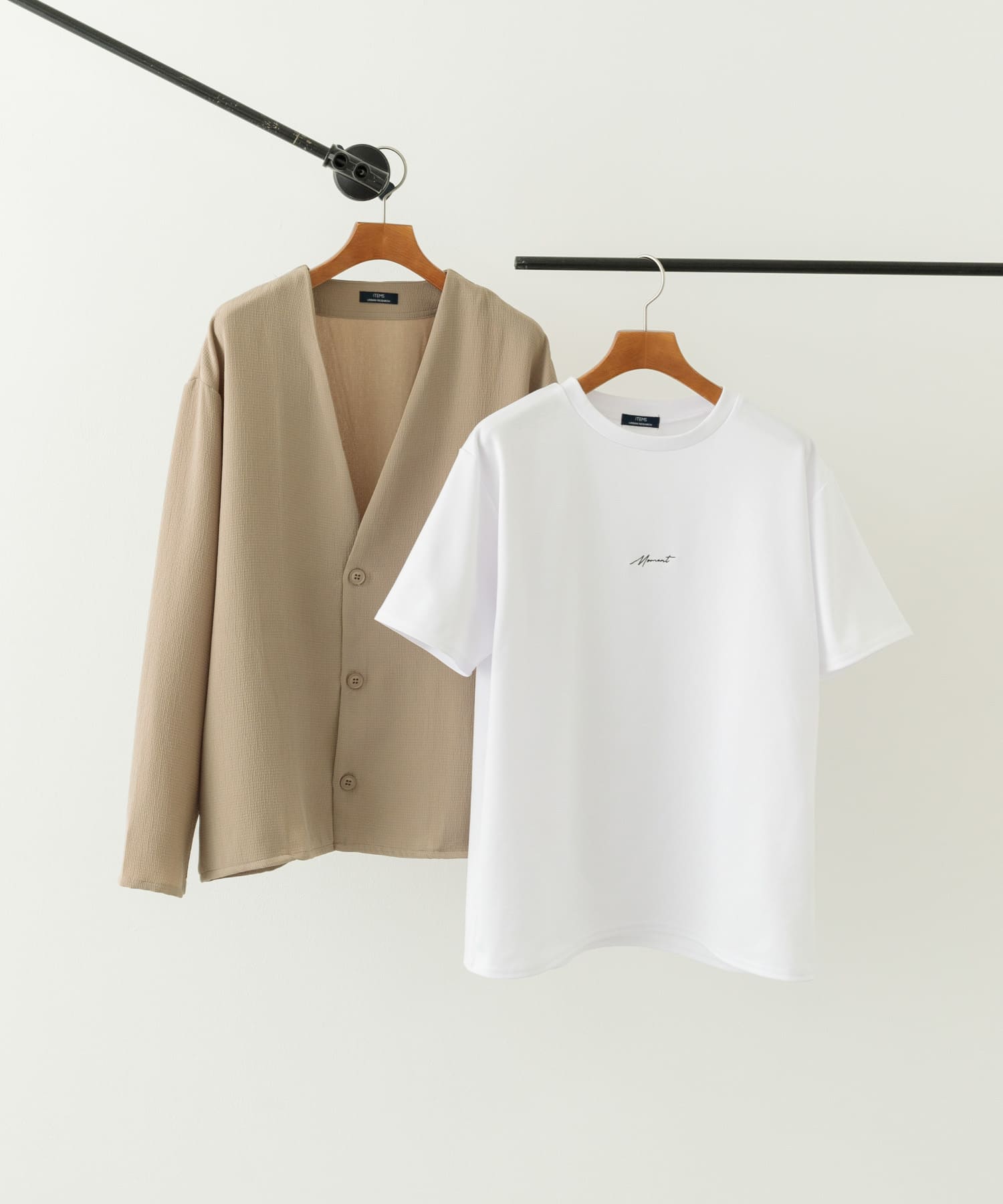 ドライタッチカーディガン+刺繍ポンチTシャツセット