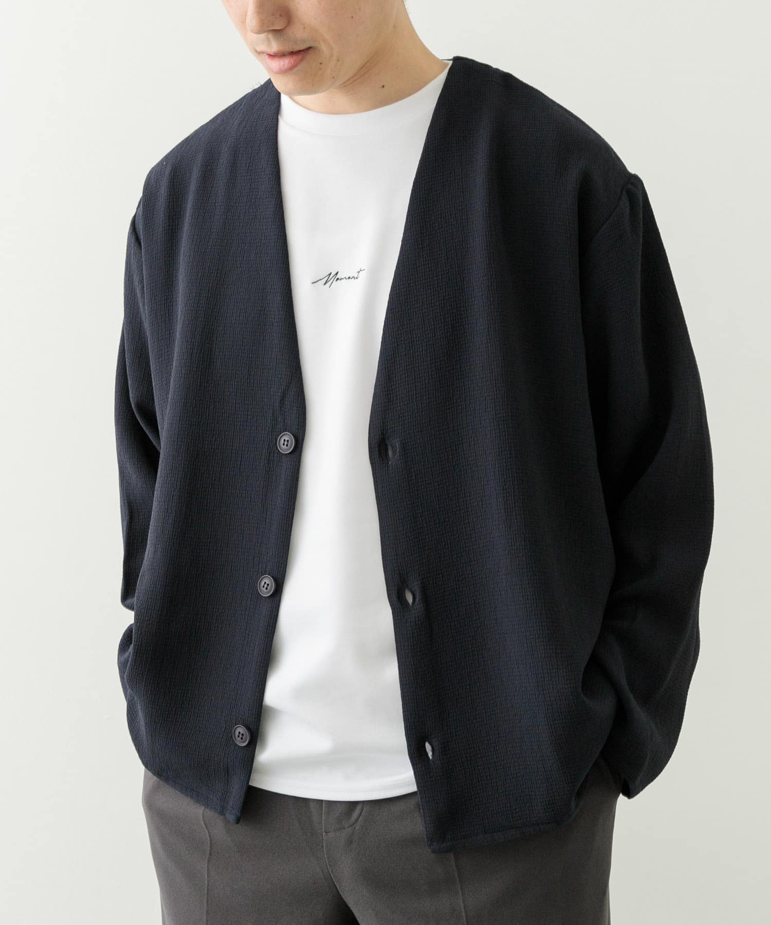 ドライタッチカーディガン+刺繍ポンチTシャツセット