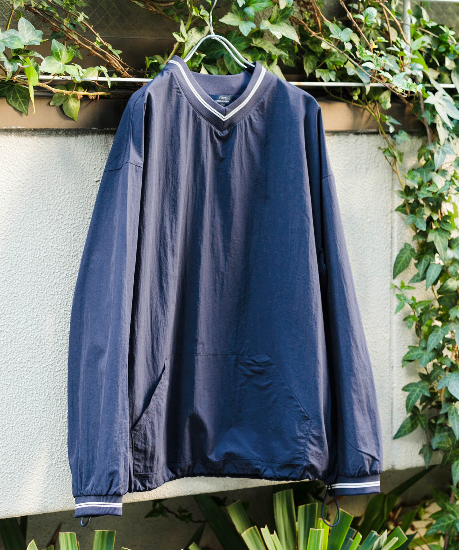 『セットアップ対応』ナイロン ラインリブ ドロストプルオーバー