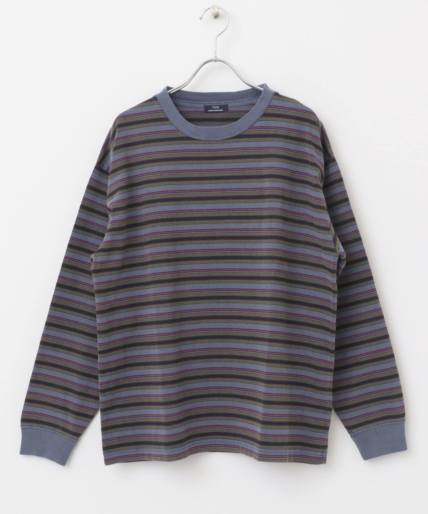 オーバーダイマルチボーダーカットソー NVY M