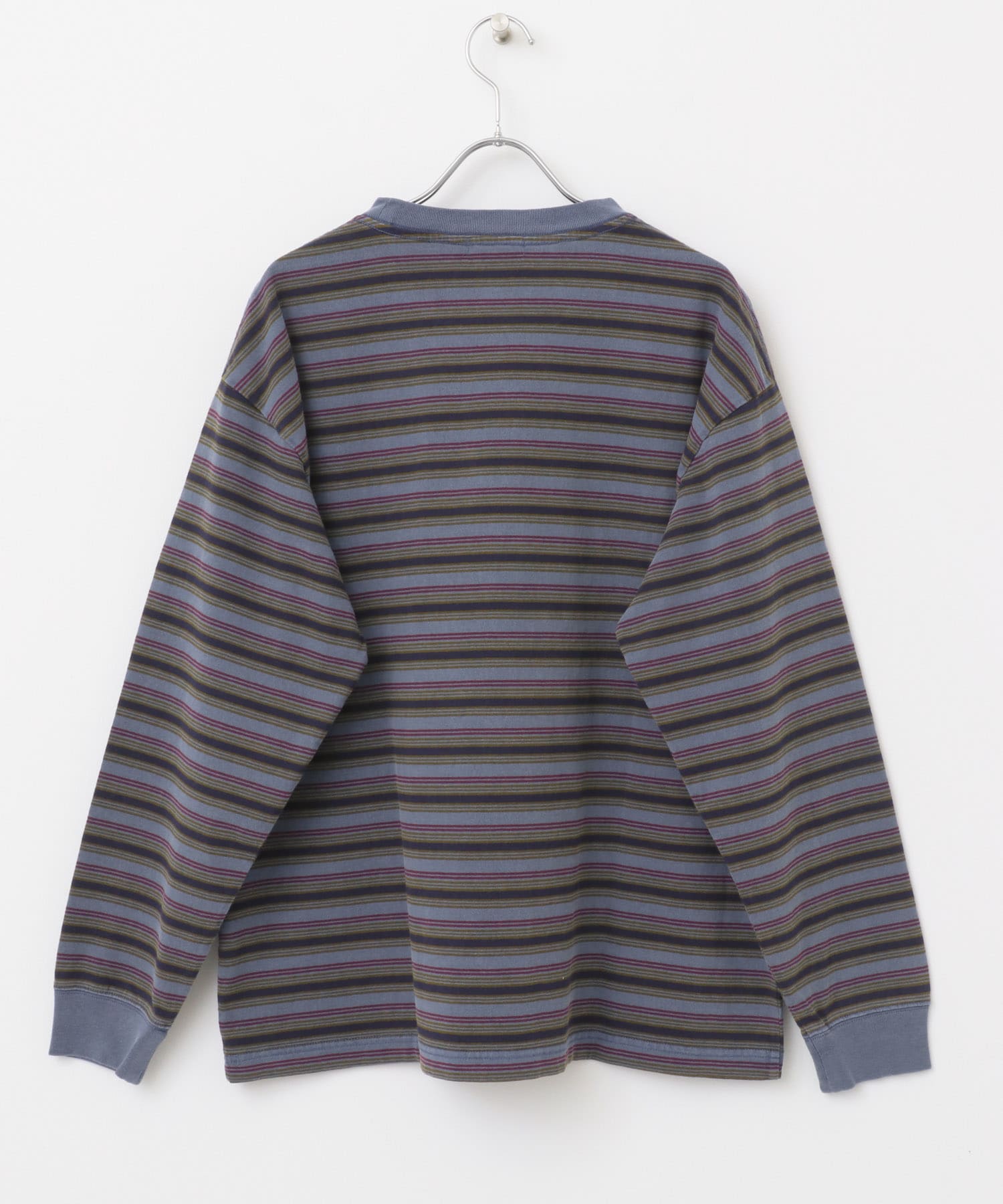 オーバーダイマルチボーダーカットソー NVY M