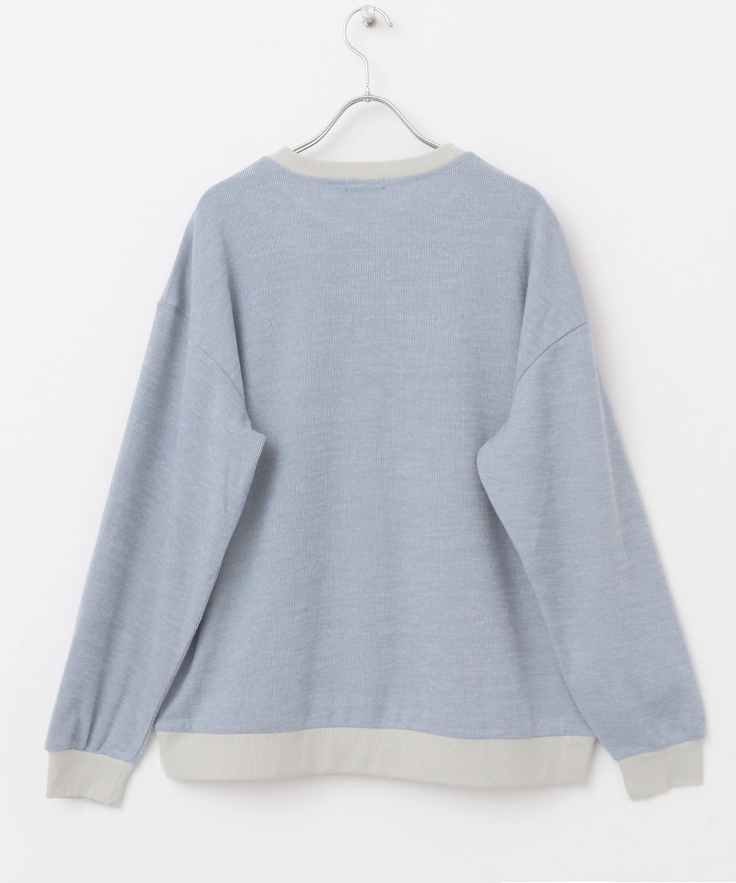 ビンテージプリントスウェットライクニット BLU M