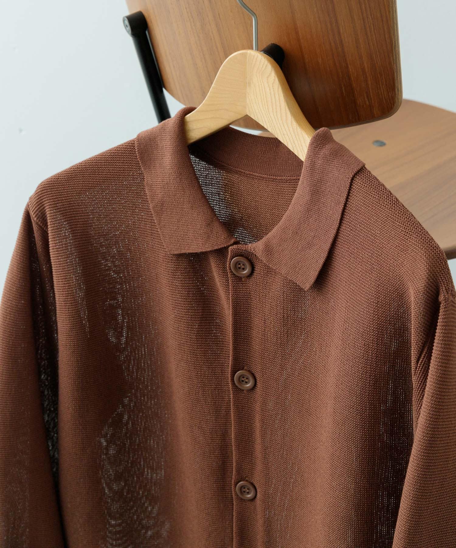 ガーター編みニットシャツカーディガン