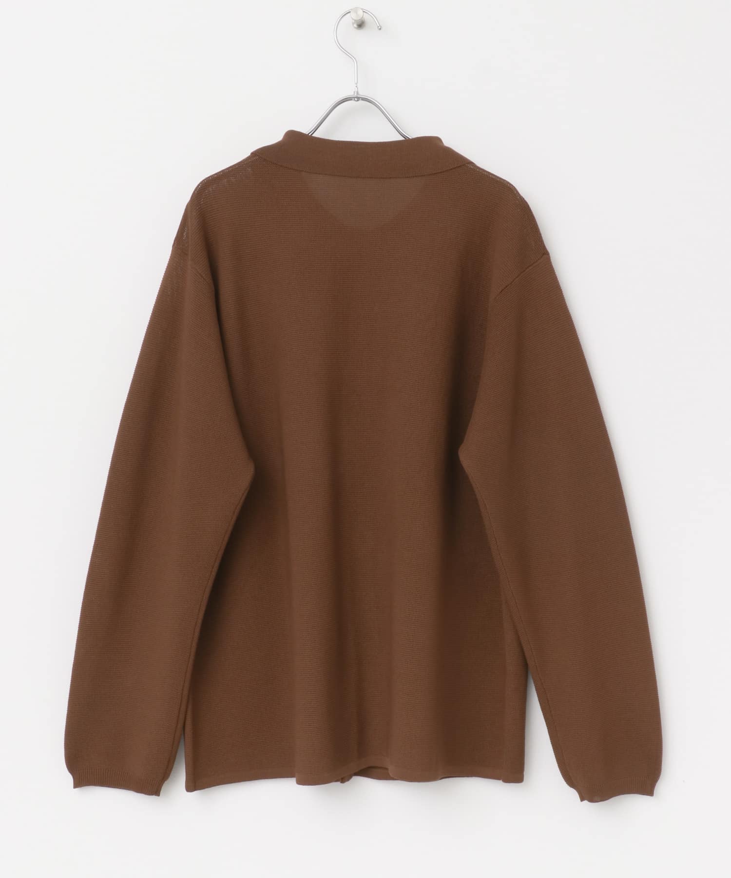 ガーター編みニットシャツカーディガン BRN M