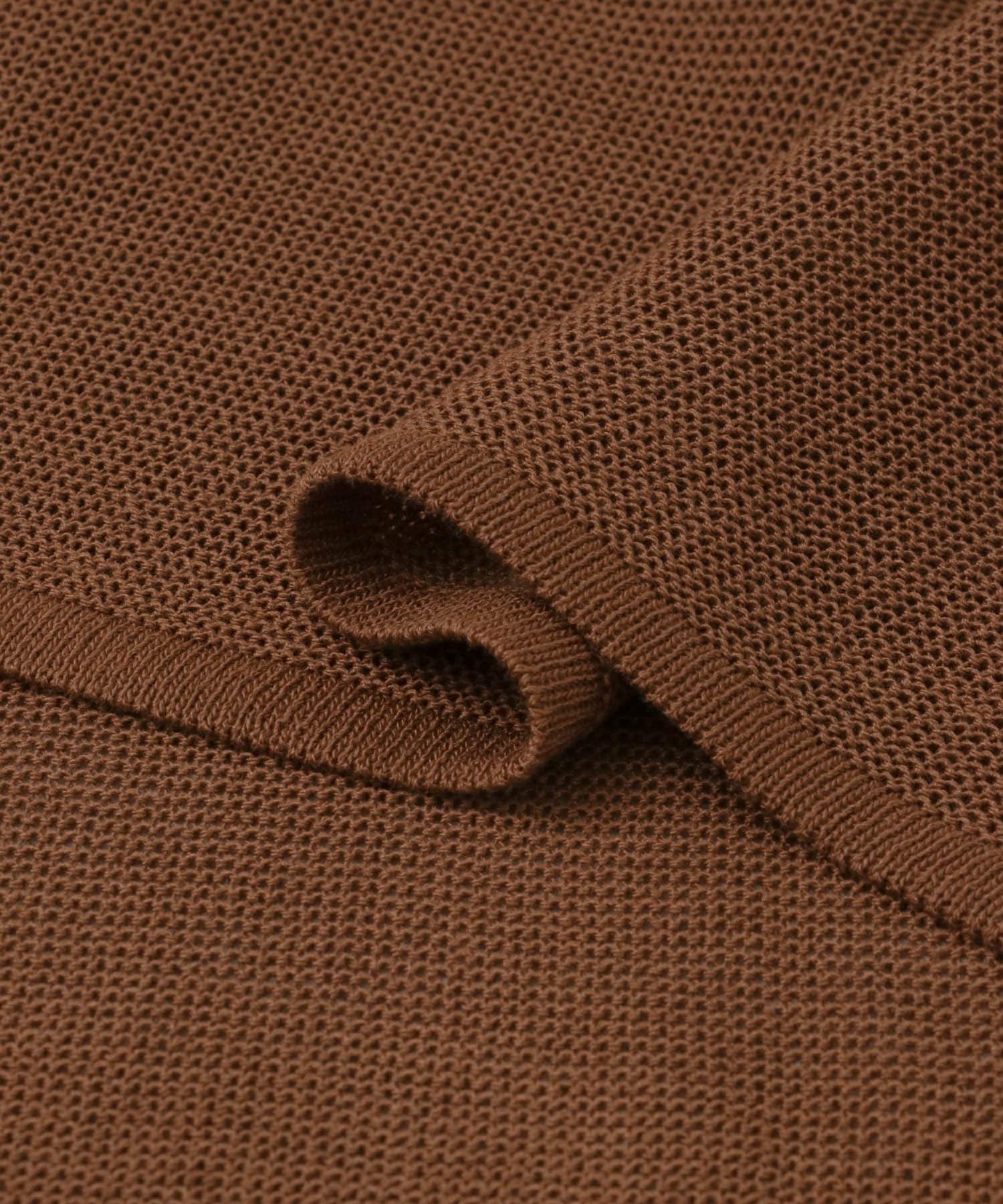 ガーター編みニットシャツカーディガン BRN M