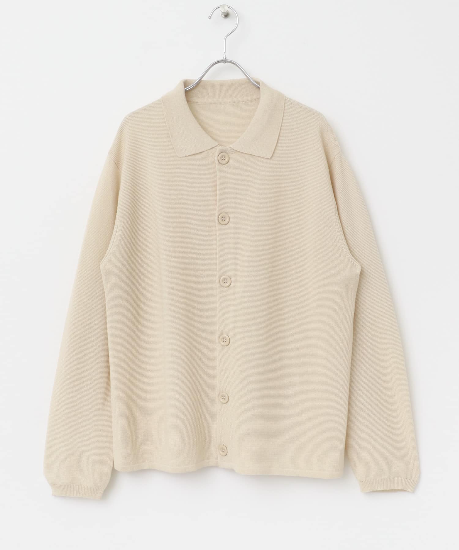 ガーター編みニットシャツカーディガン NTL M