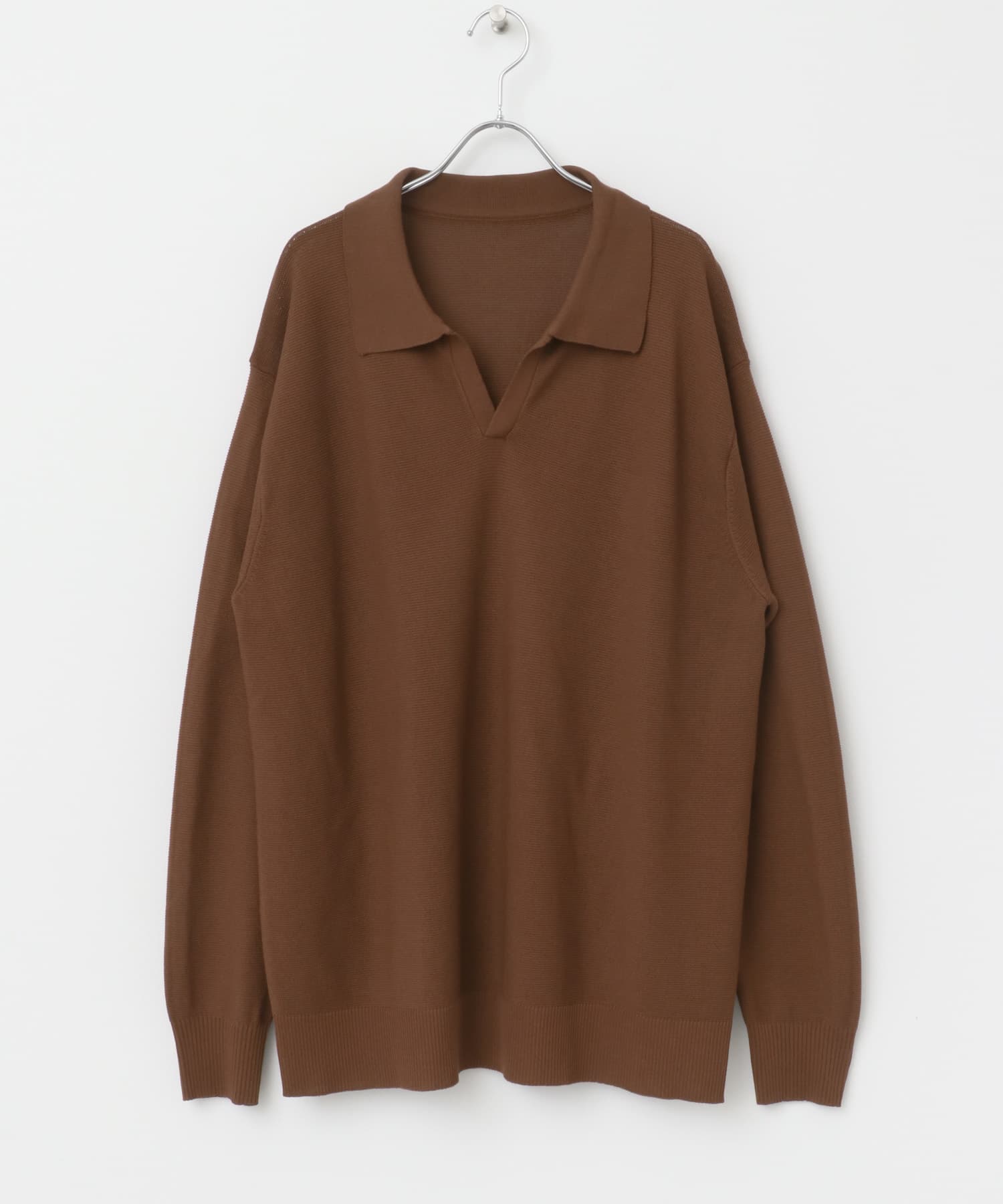 ガーター編みスキッパーニット BRN M