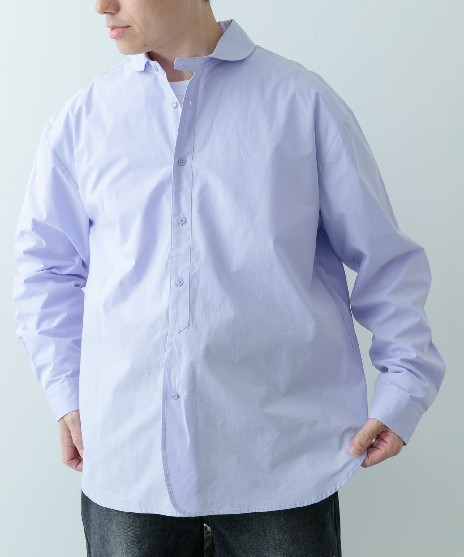 ブロード ラウンドカラーシャツ