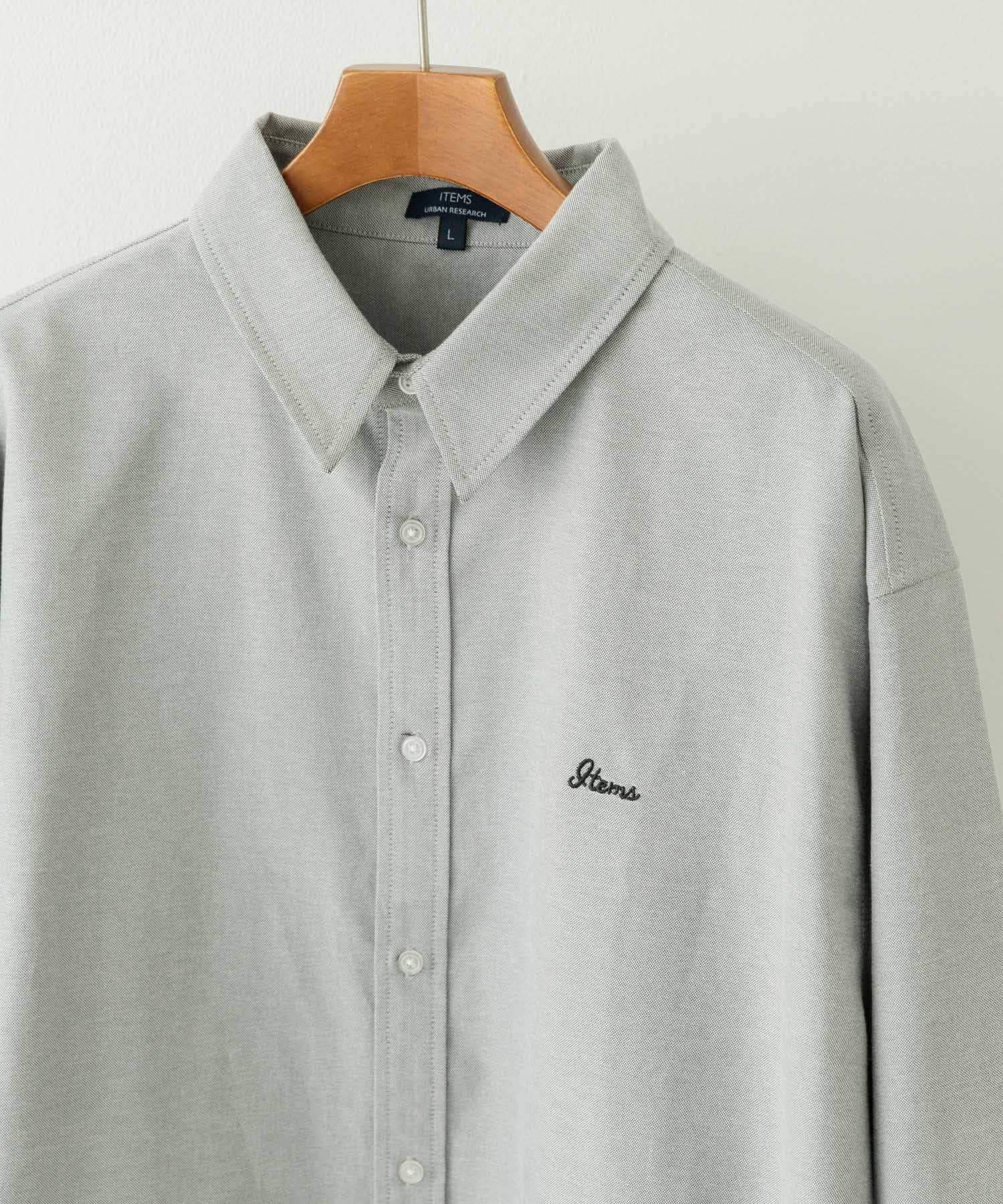 刺繍オックスレギュラーカラーシャツ