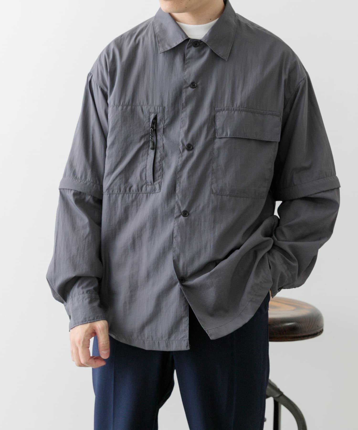 『セットアップ対応』スーパーライトナイロン2wayシャツ