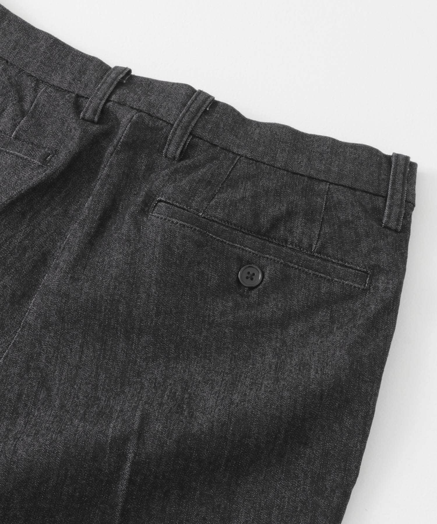 1-tuck テーパード デニムスラックス BLK M