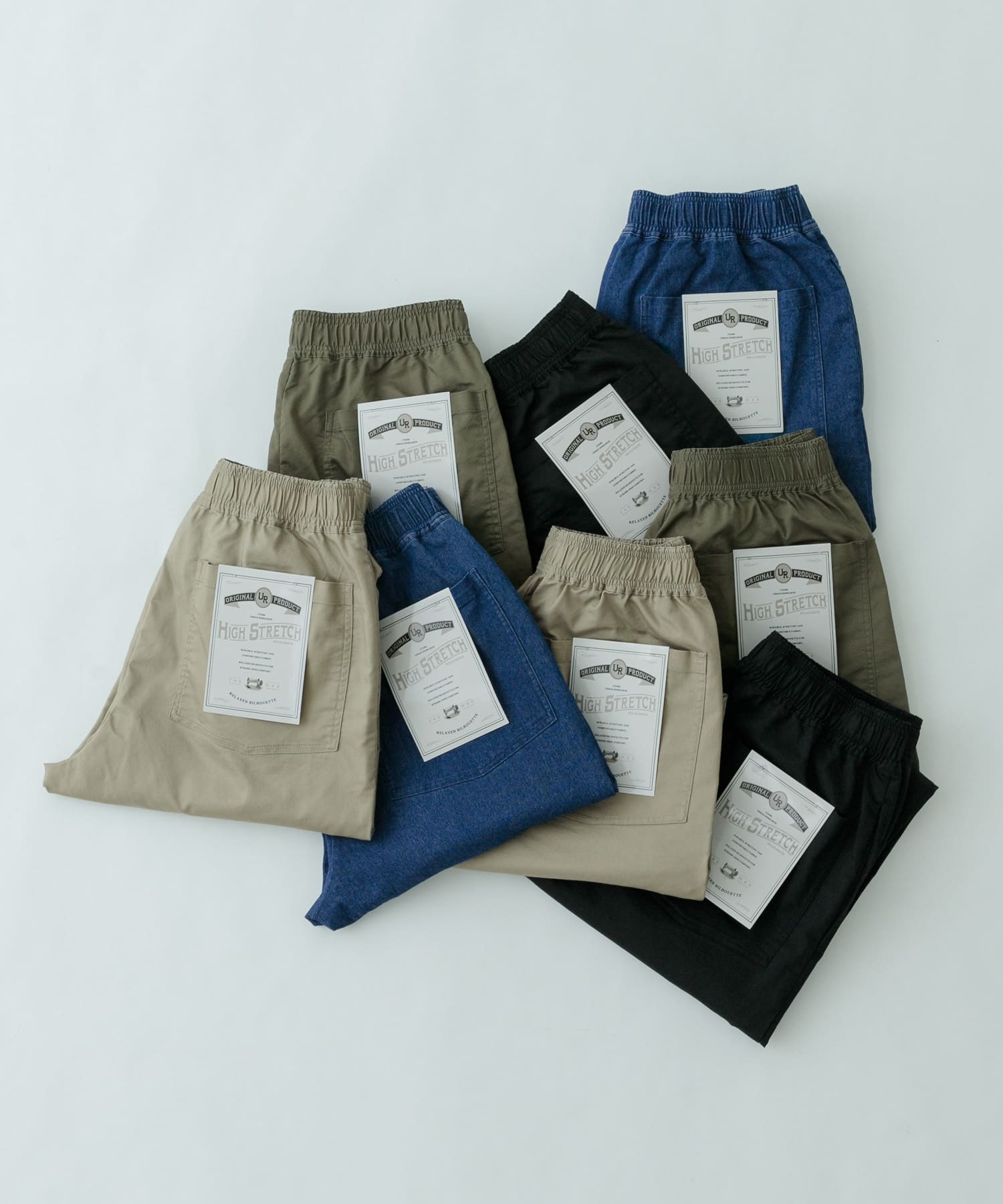 ハイストレッチ リラックスパンツ IDG BLU M
