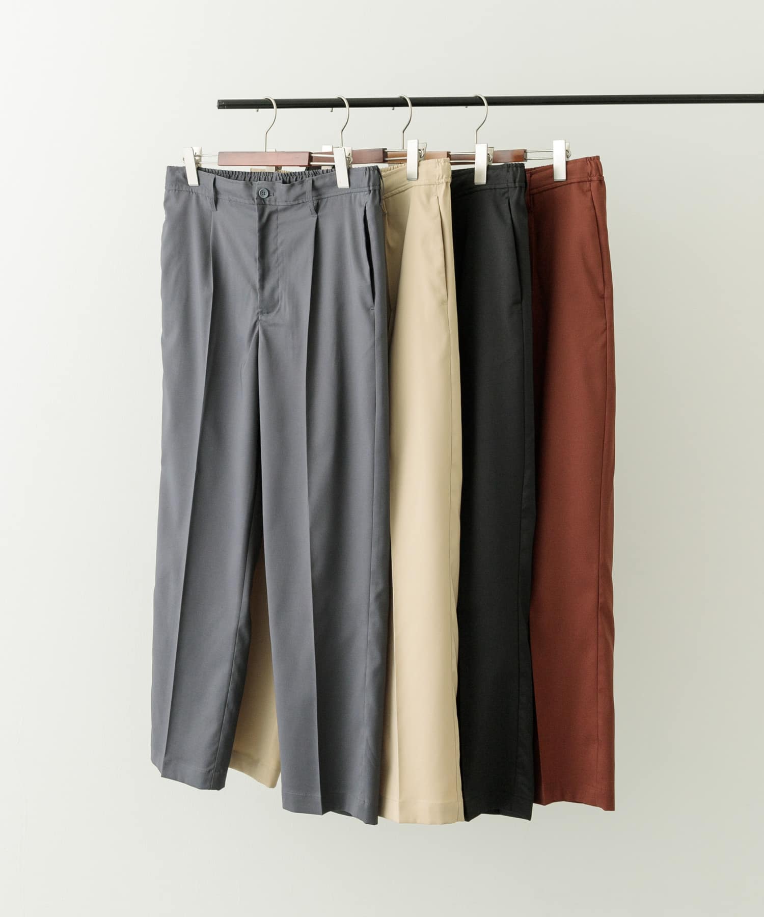 1-tuckストレッチイージーパンツ GRY L