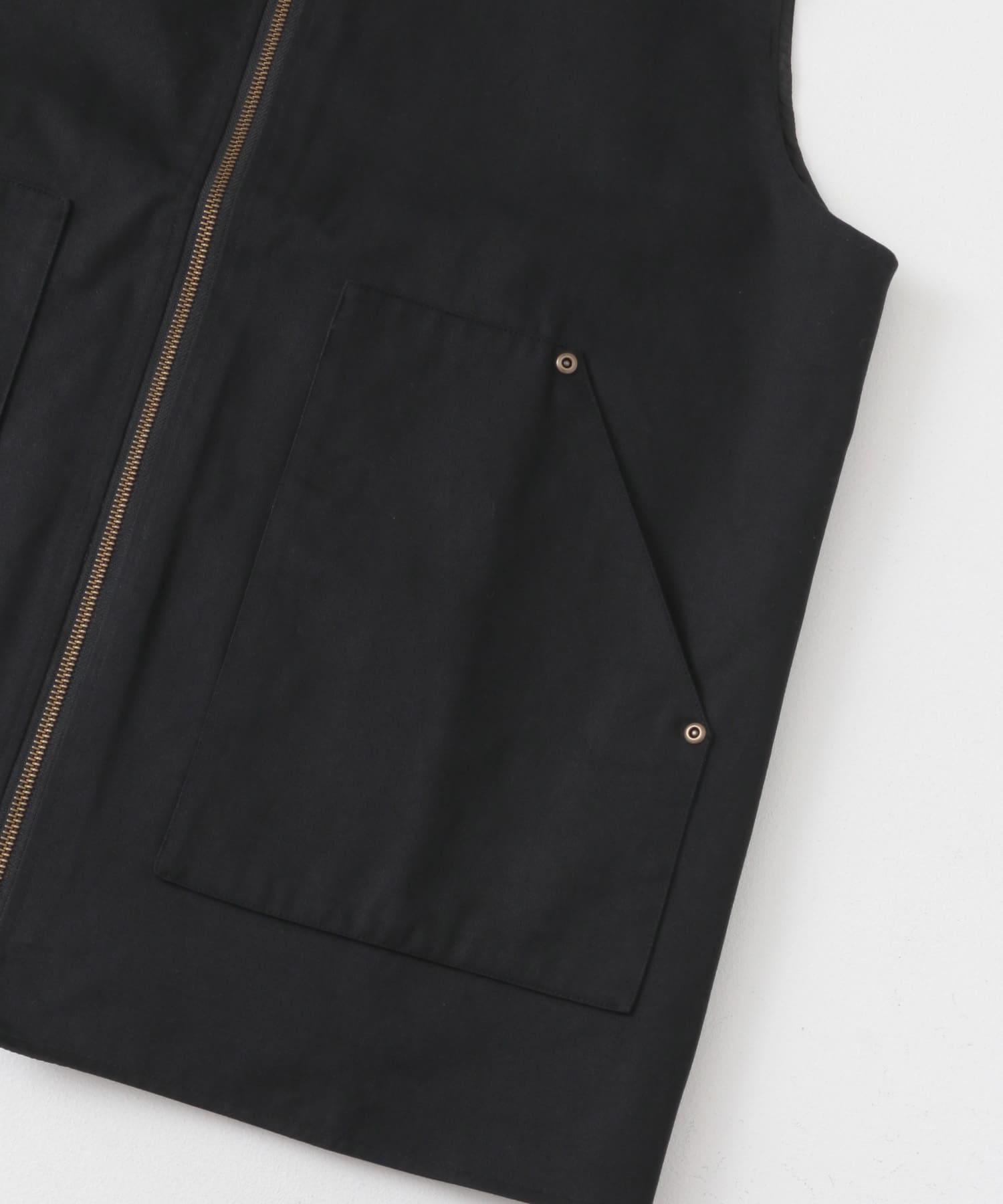 ジップアップ コットンワークベスト BLK M