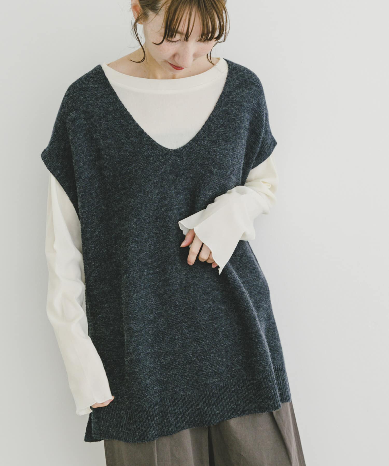 アンゴラタッチユルVニットベスト