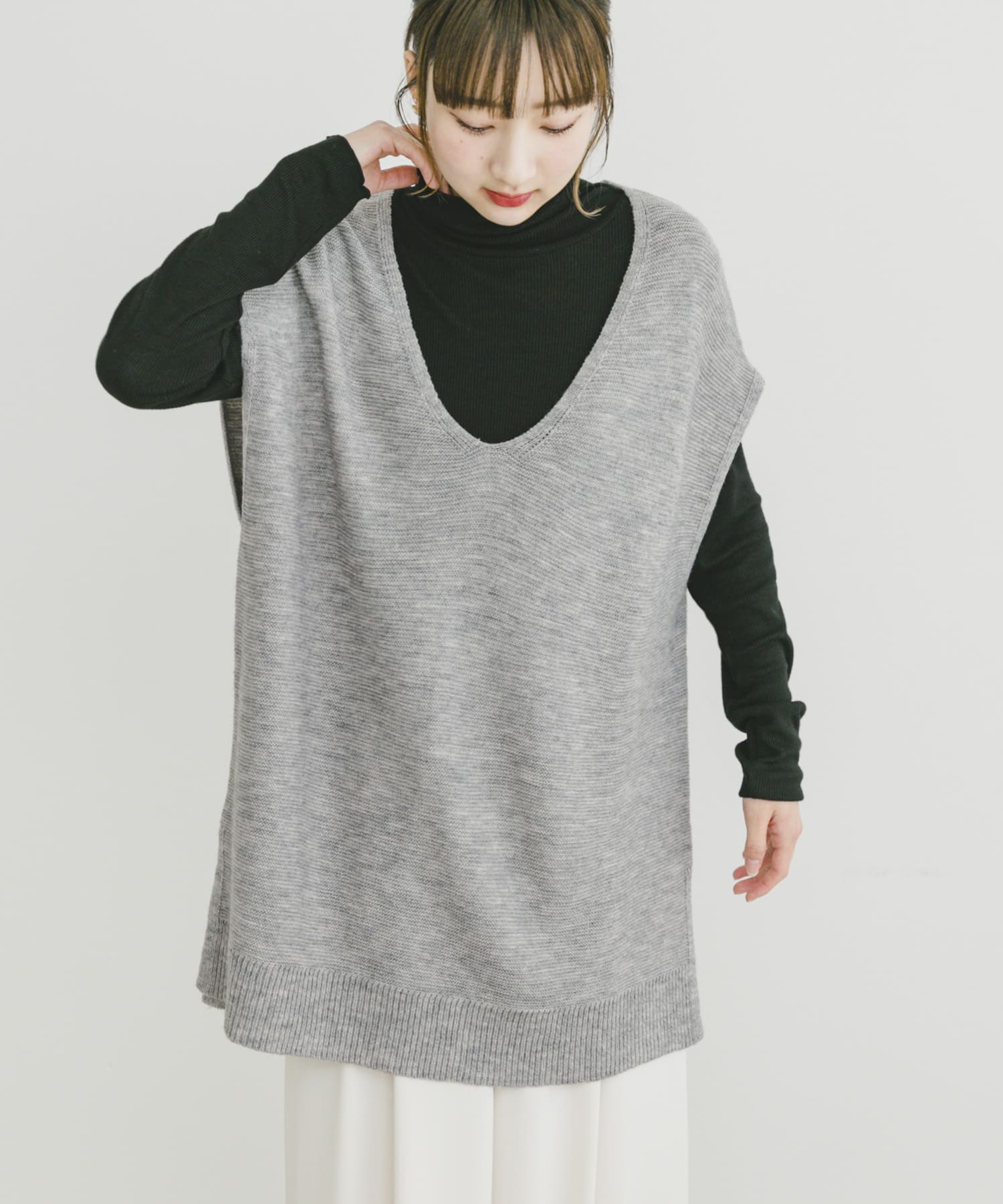 アンゴラタッチユルVニットベスト